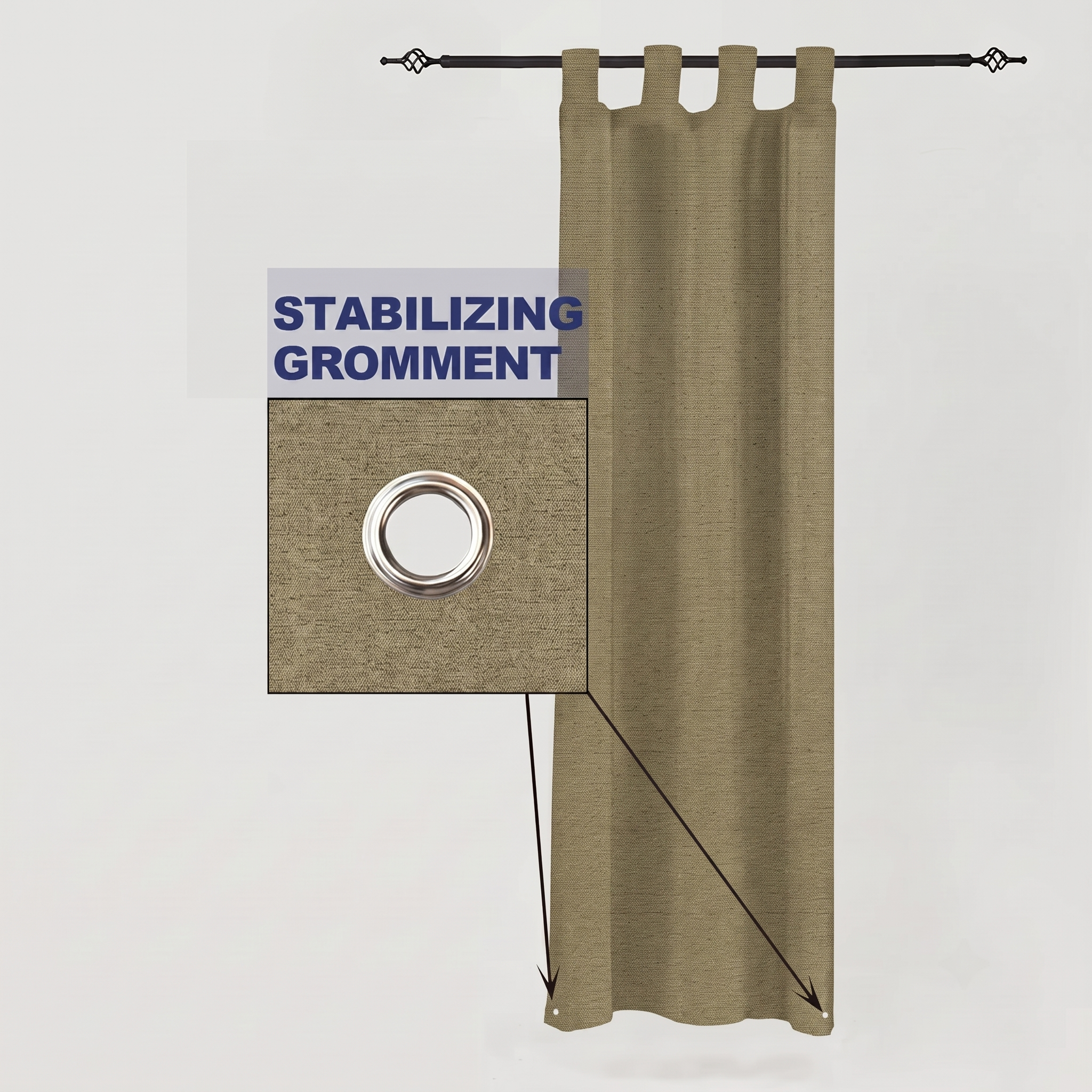 PENGI Outdoor Curtains Waterproof - Desert Sand