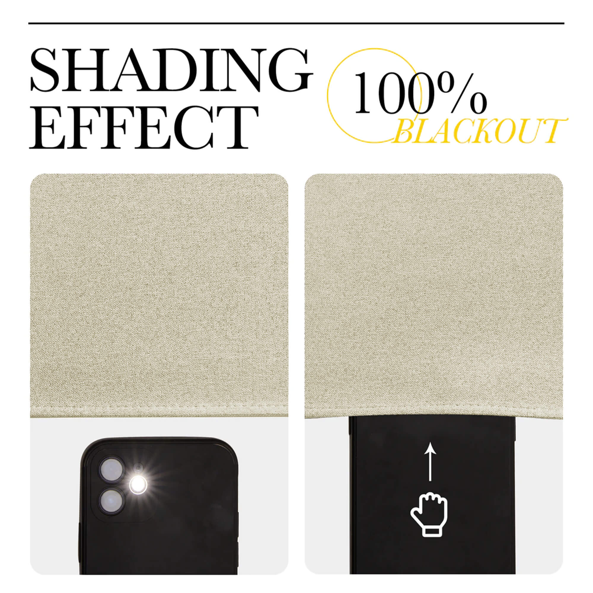 SNOWCITY Outdoor 100% Blackout Waterproof Double-Sided High-Quality Combed Cotton Curtains, Light Beige