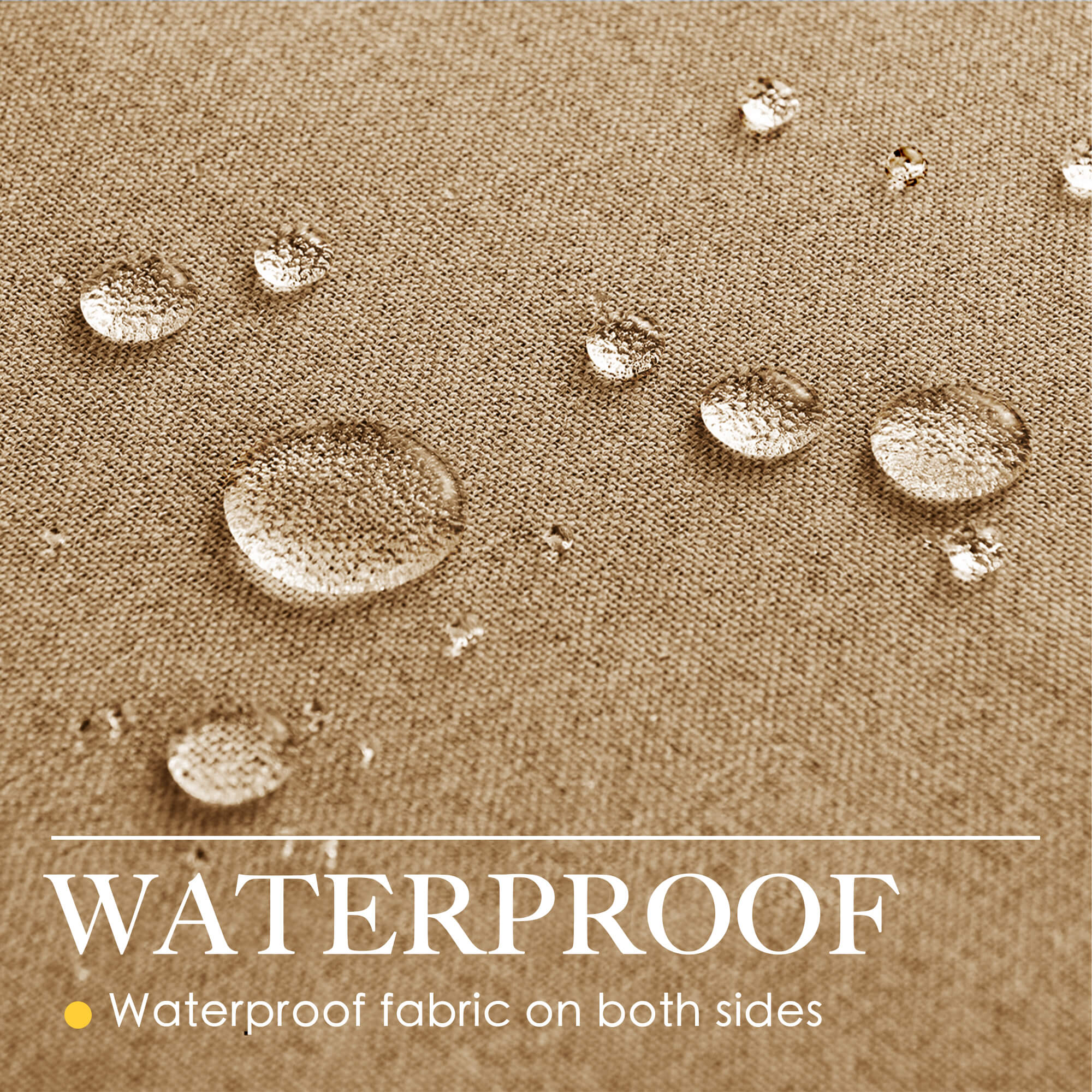 SNOWCITY Outdoor 100% Blackout Waterproof Double-Sided High-Quality Combed Cotton Curtains, Dark Beige