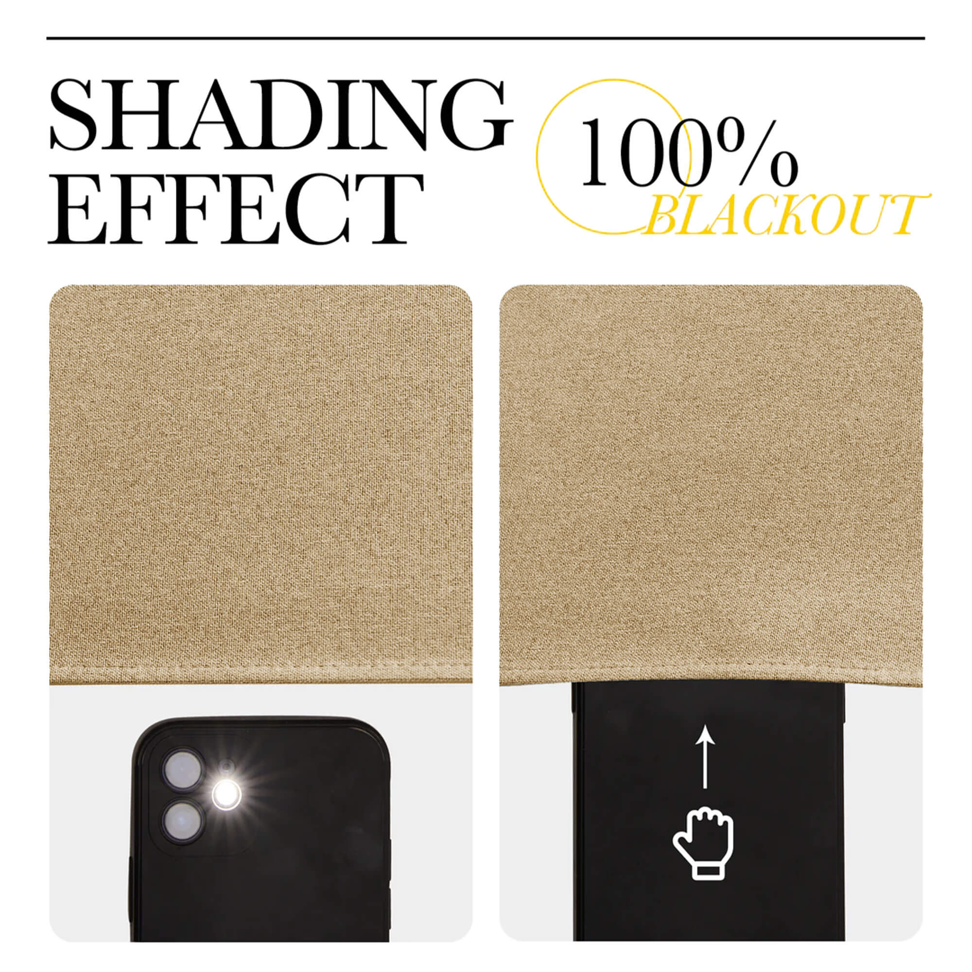 SNOWCITY Outdoor 100% Blackout Waterproof Double-Sided High-Quality Combed Cotton Curtains, Dark Beige