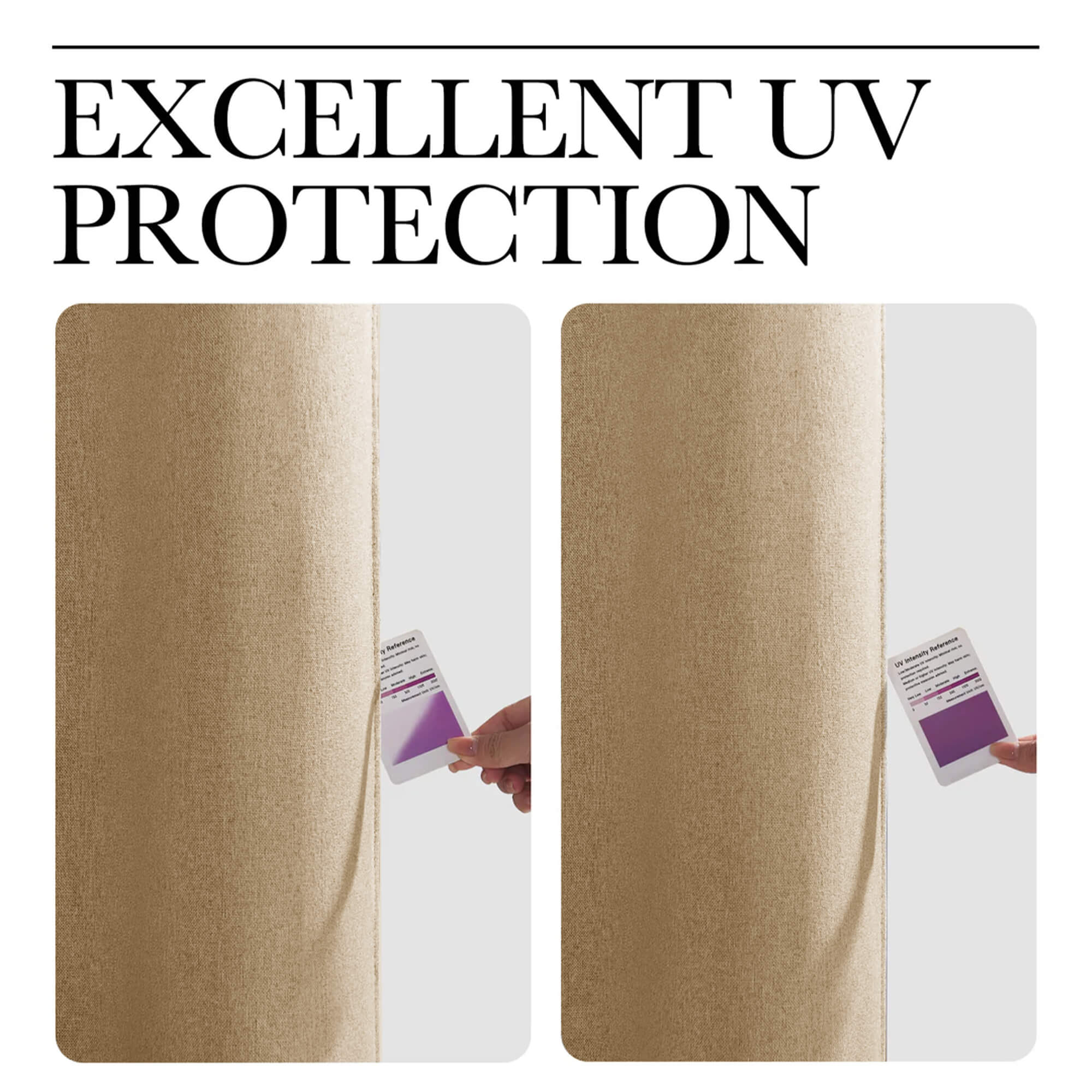 SNOWCITY Outdoor 100% Blackout Waterproof Double-Sided High-Quality Combed Cotton Curtains, Dark Beige