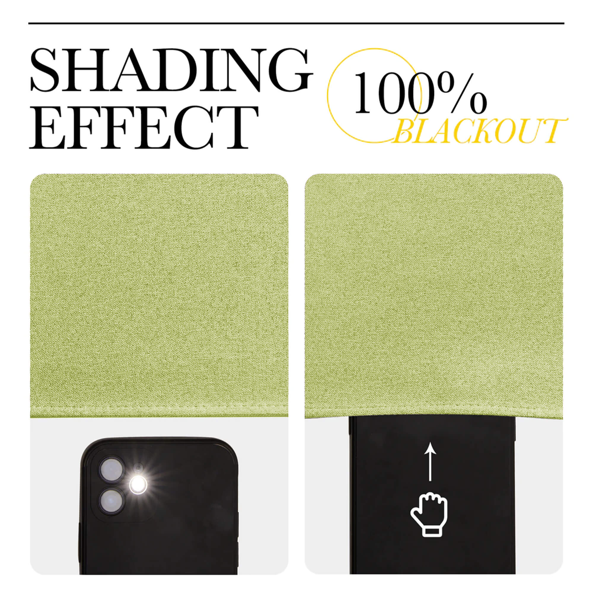 SNOWCITY Outdoor 100% Blackout Waterproof Double-Sided High-Quality Combed Cotton Curtains, Matcha Green