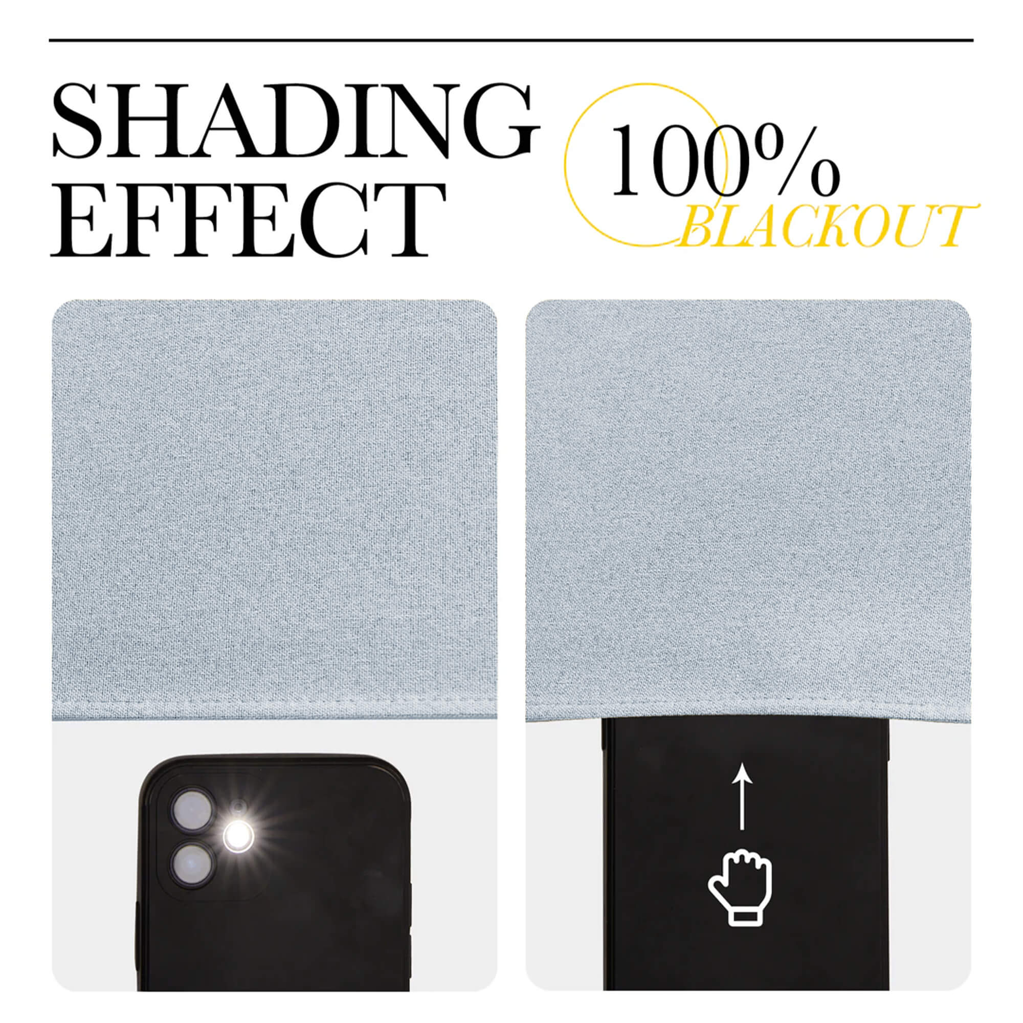 SNOWCITY Outdoor 100% Blackout Waterproof Double-Sided High-Quality Combed Cotton Curtains, Light Blue