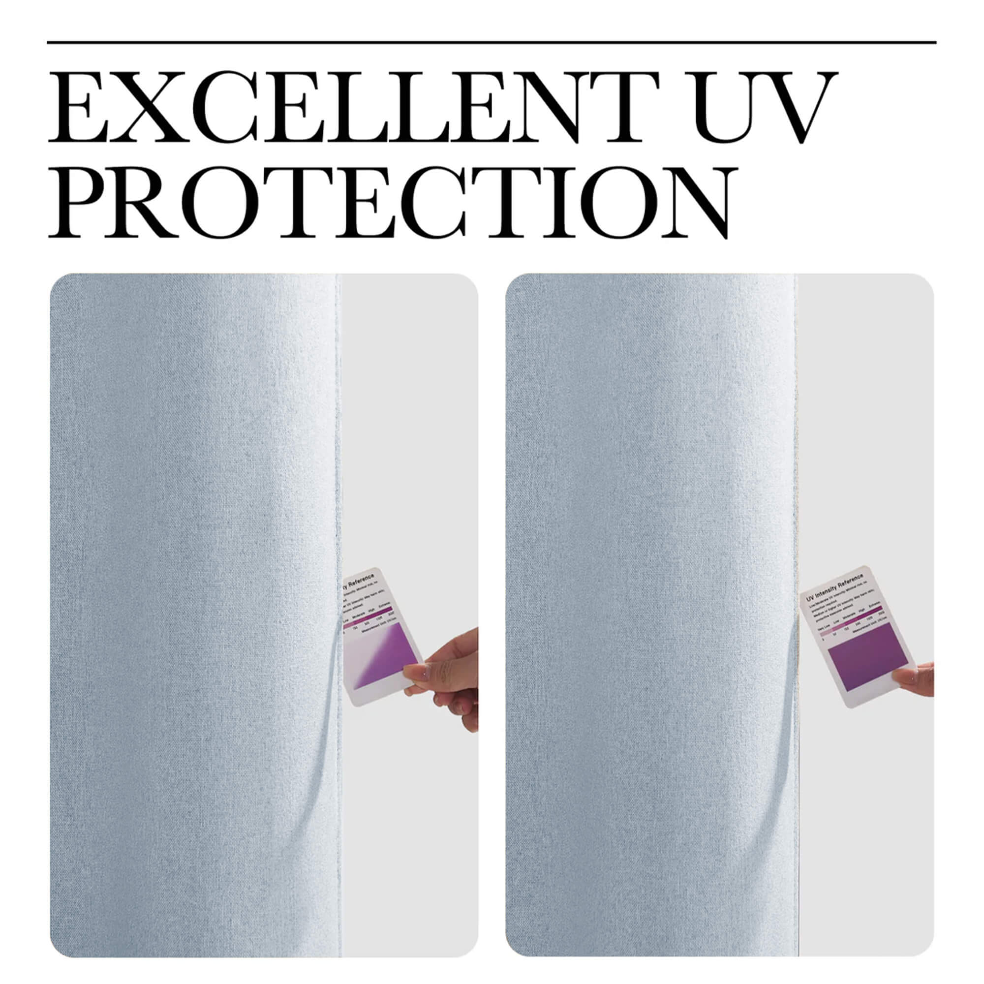 SNOWCITY Outdoor 100% Blackout Waterproof Double-Sided High-Quality Combed Cotton Curtains, Light Blue