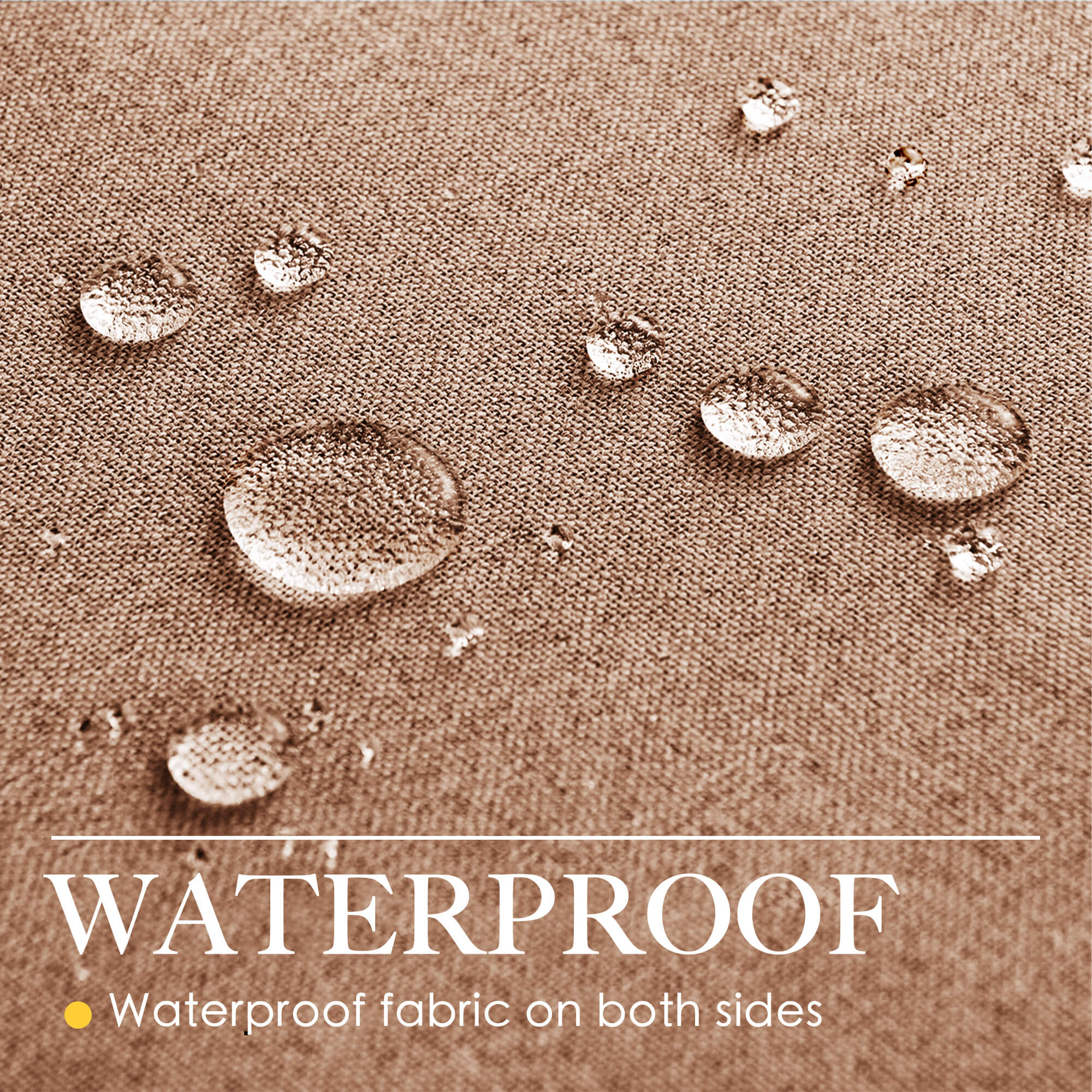 SNOWCITY Outdoor 100% Blackout Waterproof Double-Sided High-Quality Combed Cotton Curtains, Coffee Brown