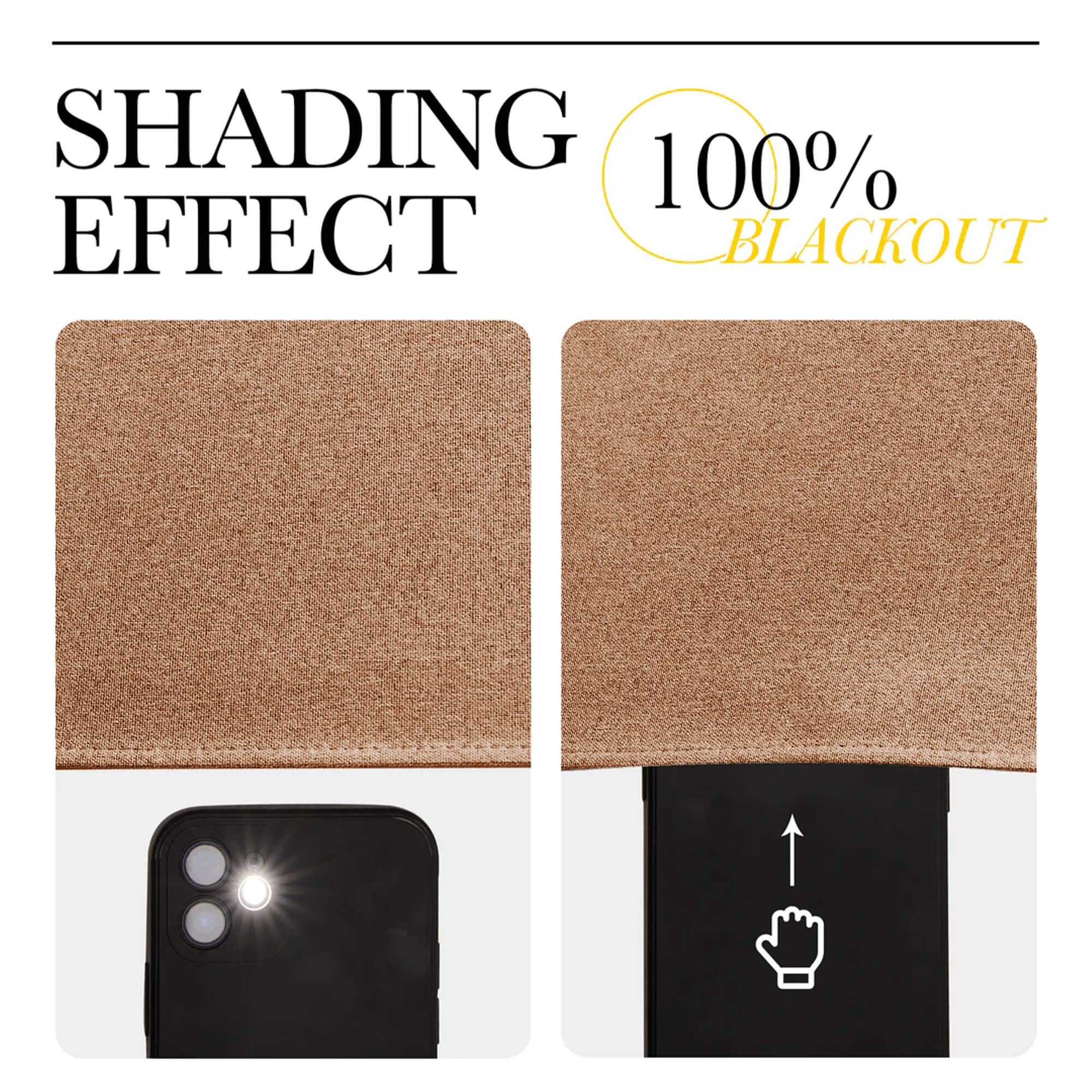 SNOWCITY Outdoor 100% Blackout Waterproof Double-Sided High-Quality Combed Cotton Curtains, Coffee Brown