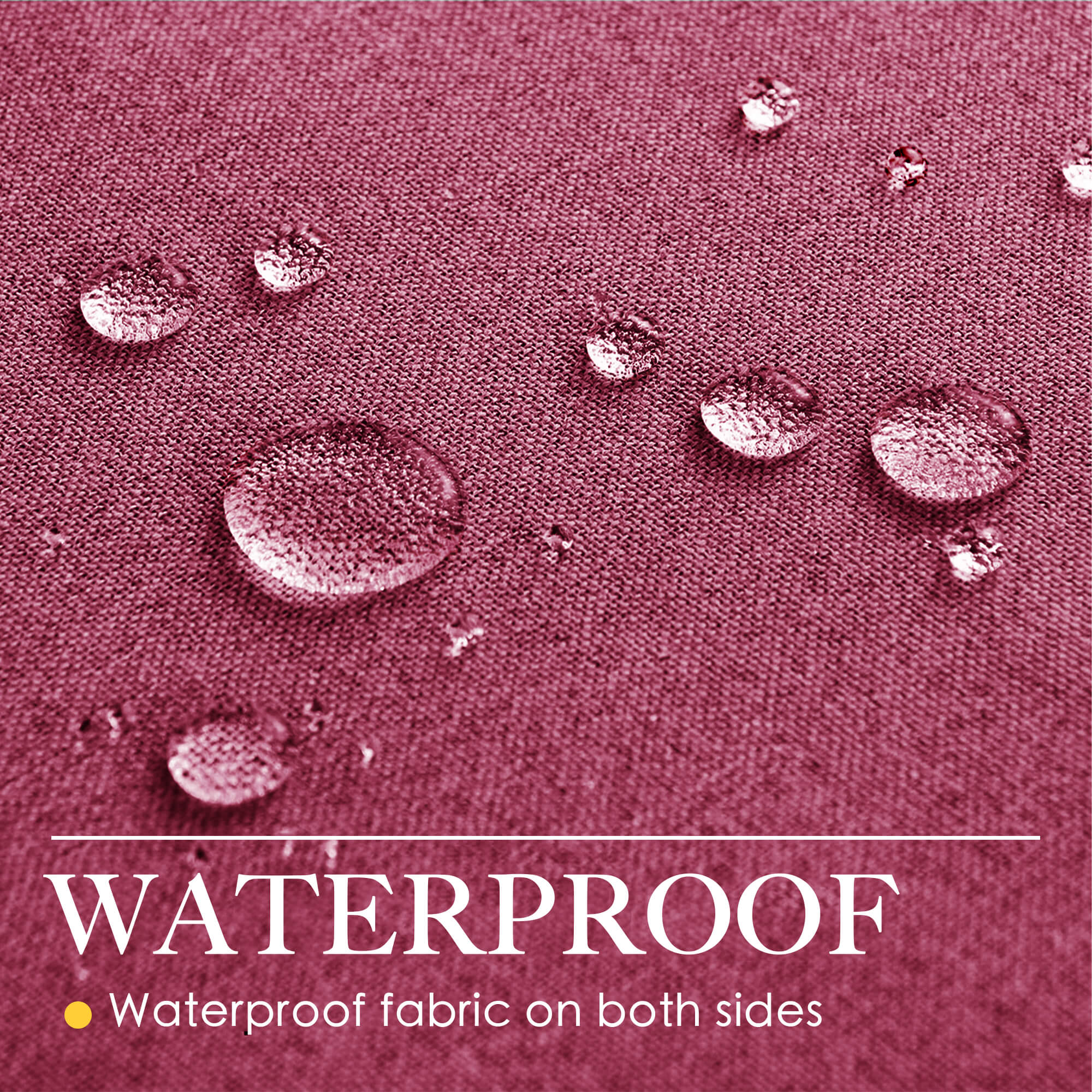 SNOWCITY Outdoor 100% Blackout Waterproof Double-Sided High-Quality Combed Cotton Curtains, Burgundy