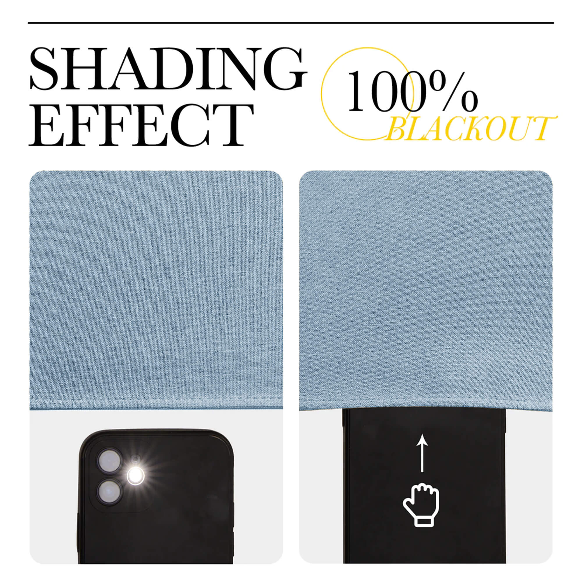 SNOWCITY Outdoor 100% Blackout Waterproof Double-Sided High-Quality Combed Cotton Curtains, Sky Blue