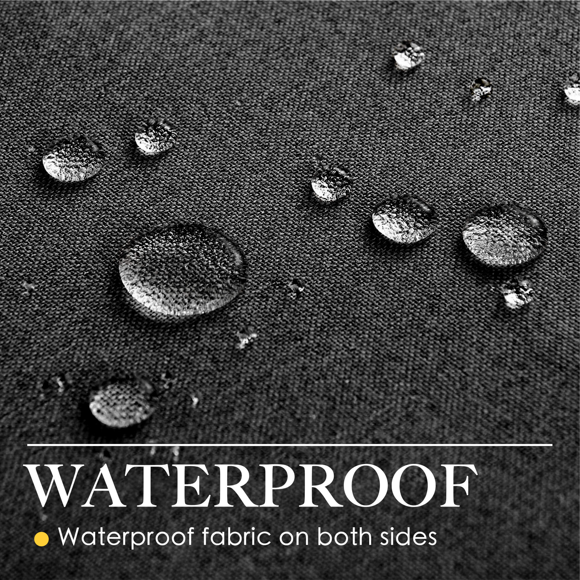 SNOWCITY Outdoor 100% Blackout Waterproof Double-Sided High-Quality Combed Cotton Curtains, Black