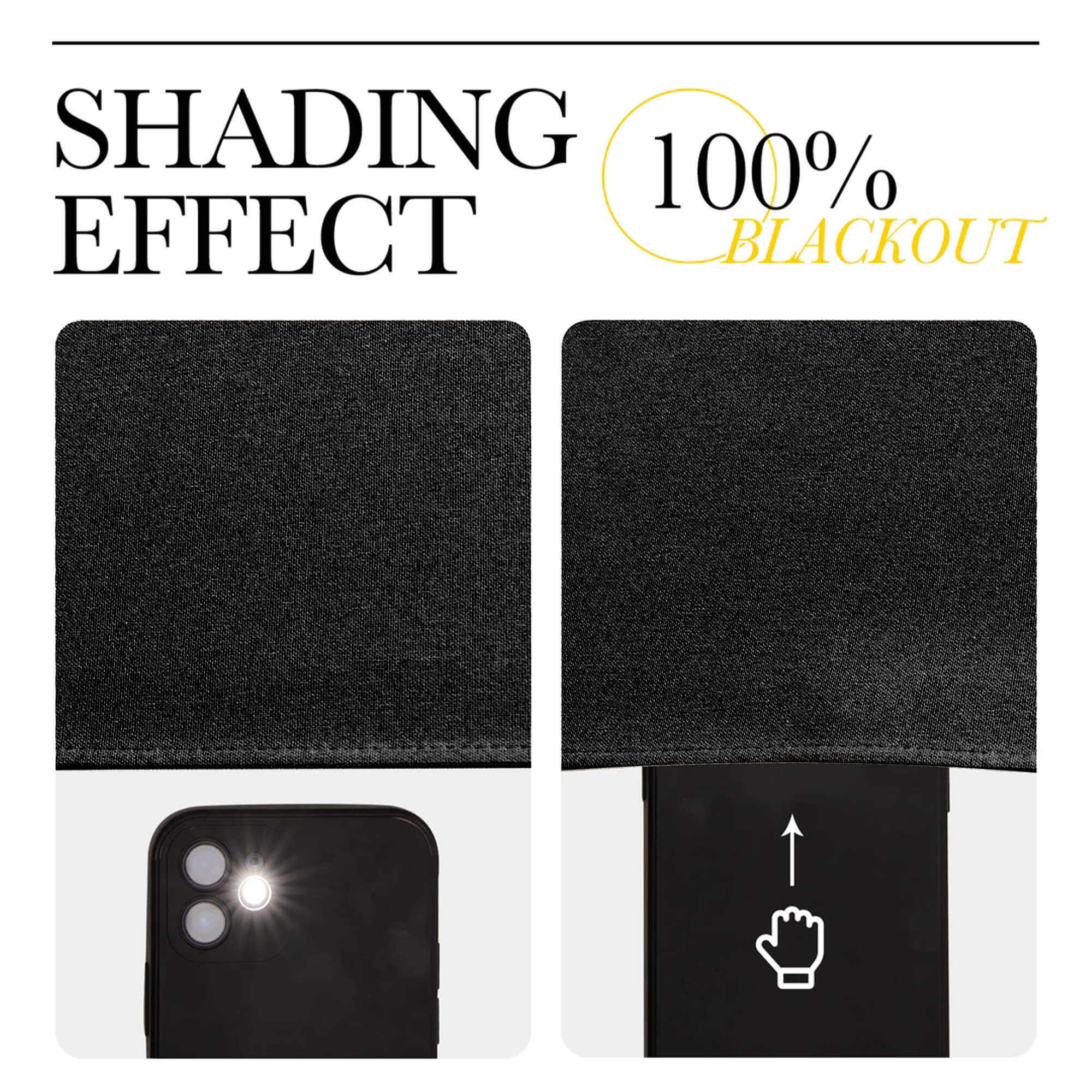 SNOWCITY Outdoor 100% Blackout Waterproof Double-Sided High-Quality Combed Cotton Curtains, Black