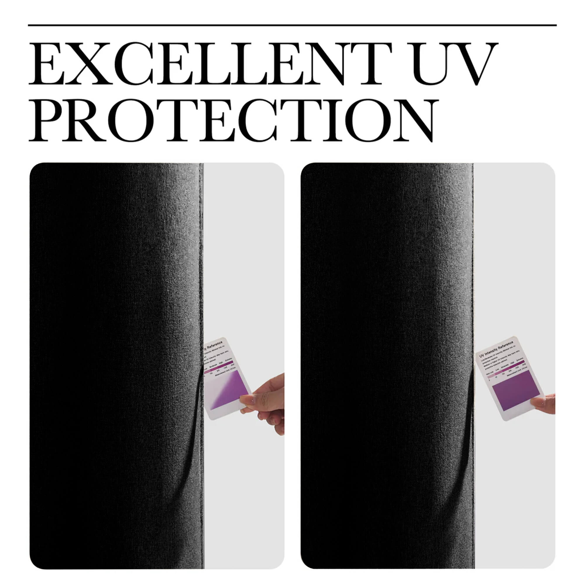 SNOWCITY Outdoor 100% Blackout Waterproof Double-Sided High-Quality Combed Cotton Curtains, Black