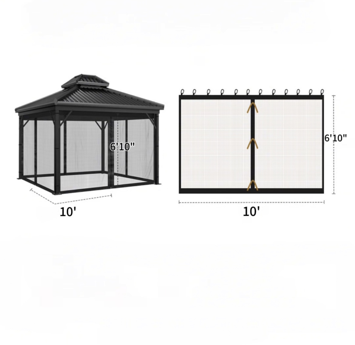 SNOWCITY 10x10 ft Gazebo Mosquito Netting