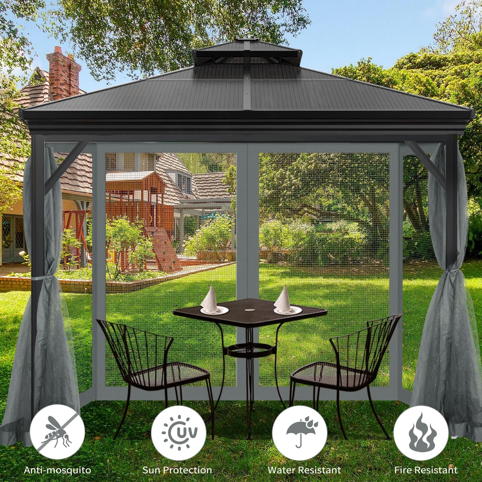 SNOWCITY Gazebo Universal Replacement Mosquito Netting 4-Panel