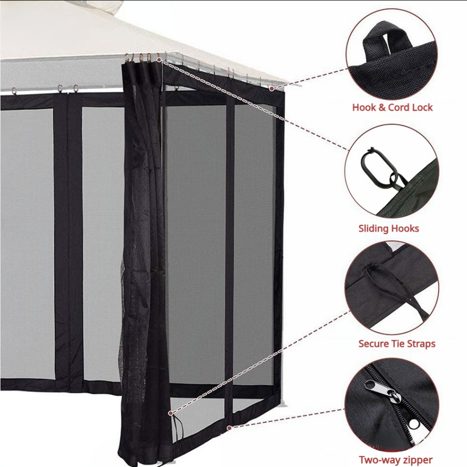 SNOWCITY Gazebo Universal Replacement Mosquito Netting 4-Panel