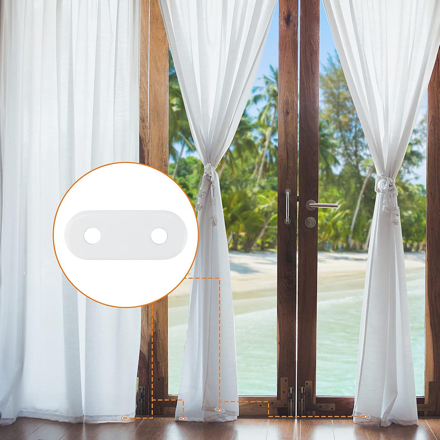 Outdoor Sheer Curtains Waterproof Velcro Tab Top 1 Panel - White