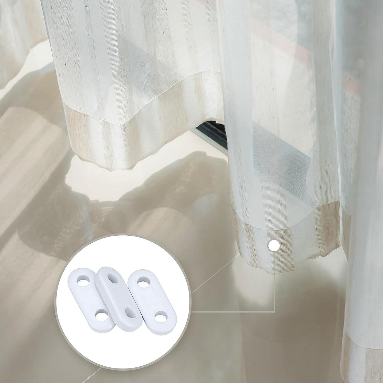 Outdoor Sheer Curtains Waterproof Velcro Tab Top 1 Panel - White