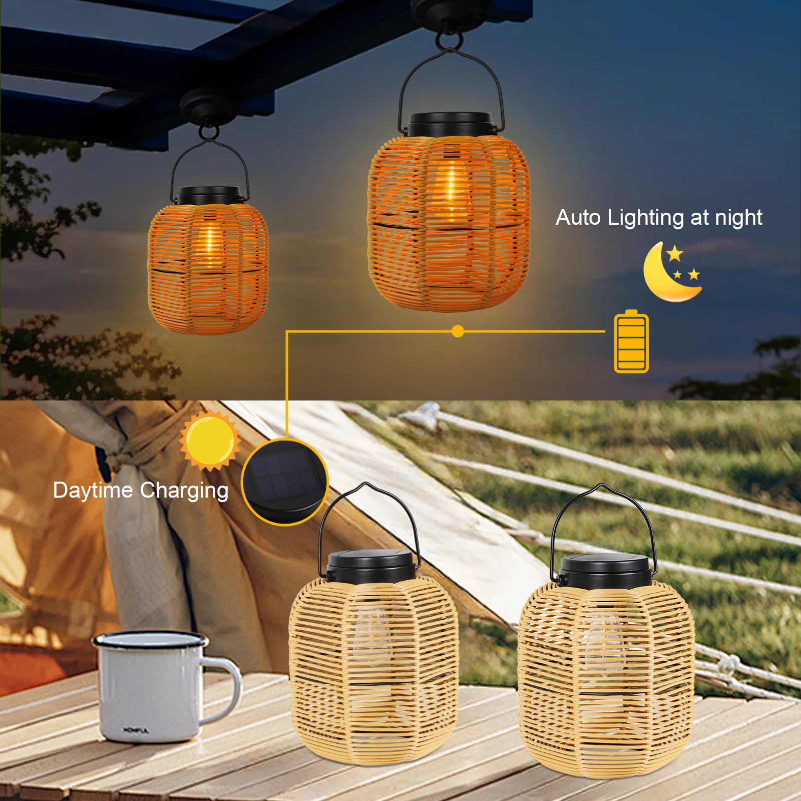SNOWCITY Outdoor Hanging Solar Lanterns Waterproof