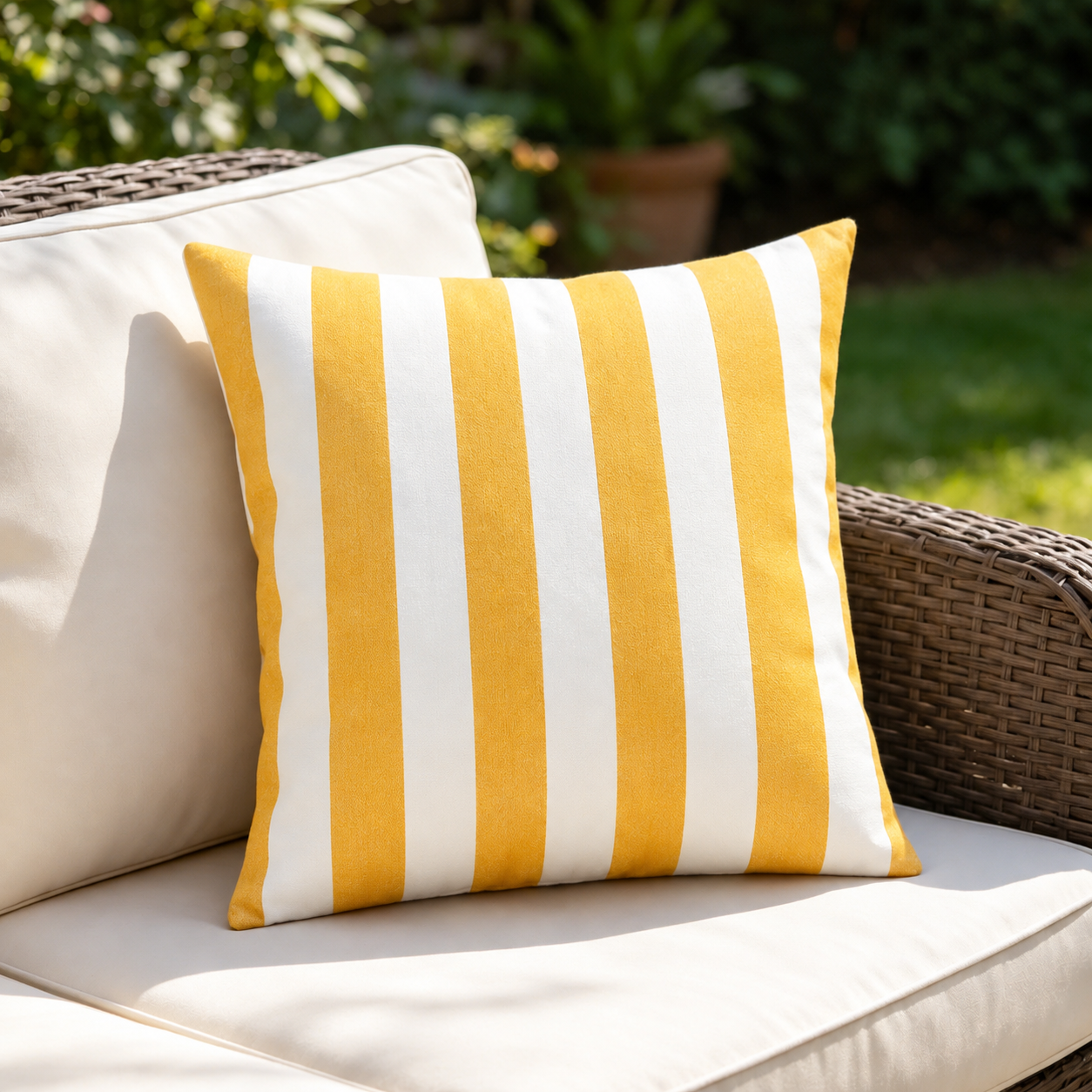 SNOWCITY Striped Outdoor Waterproof Throw Pillow with Insert - Orange