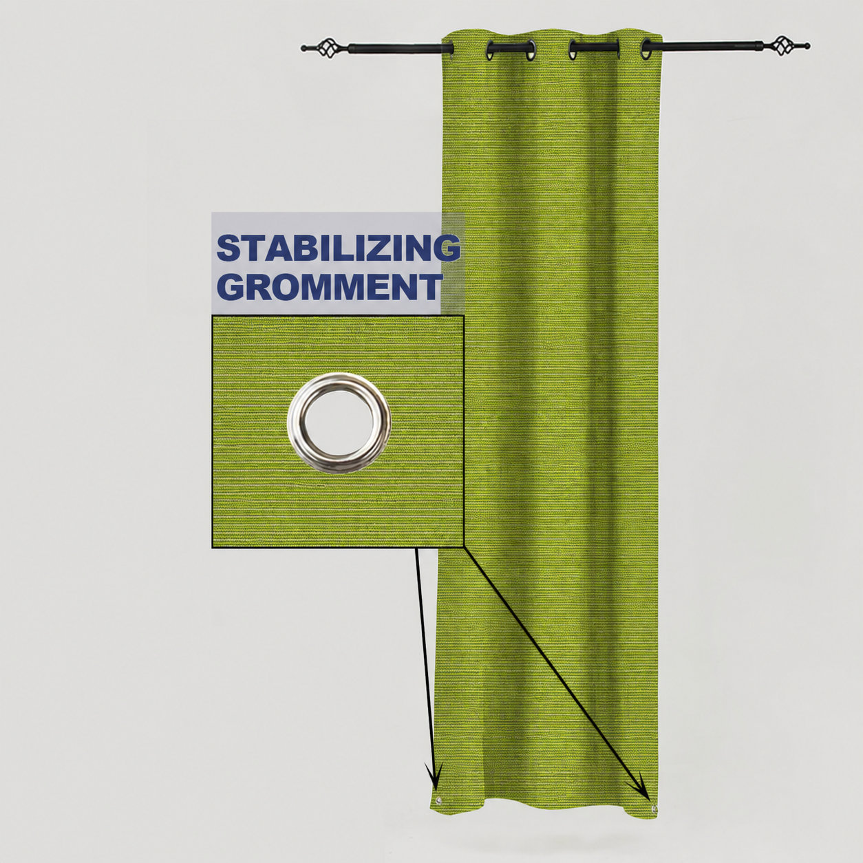PENGI Outdoor Curtains Waterproof - Bamboo Moss Green