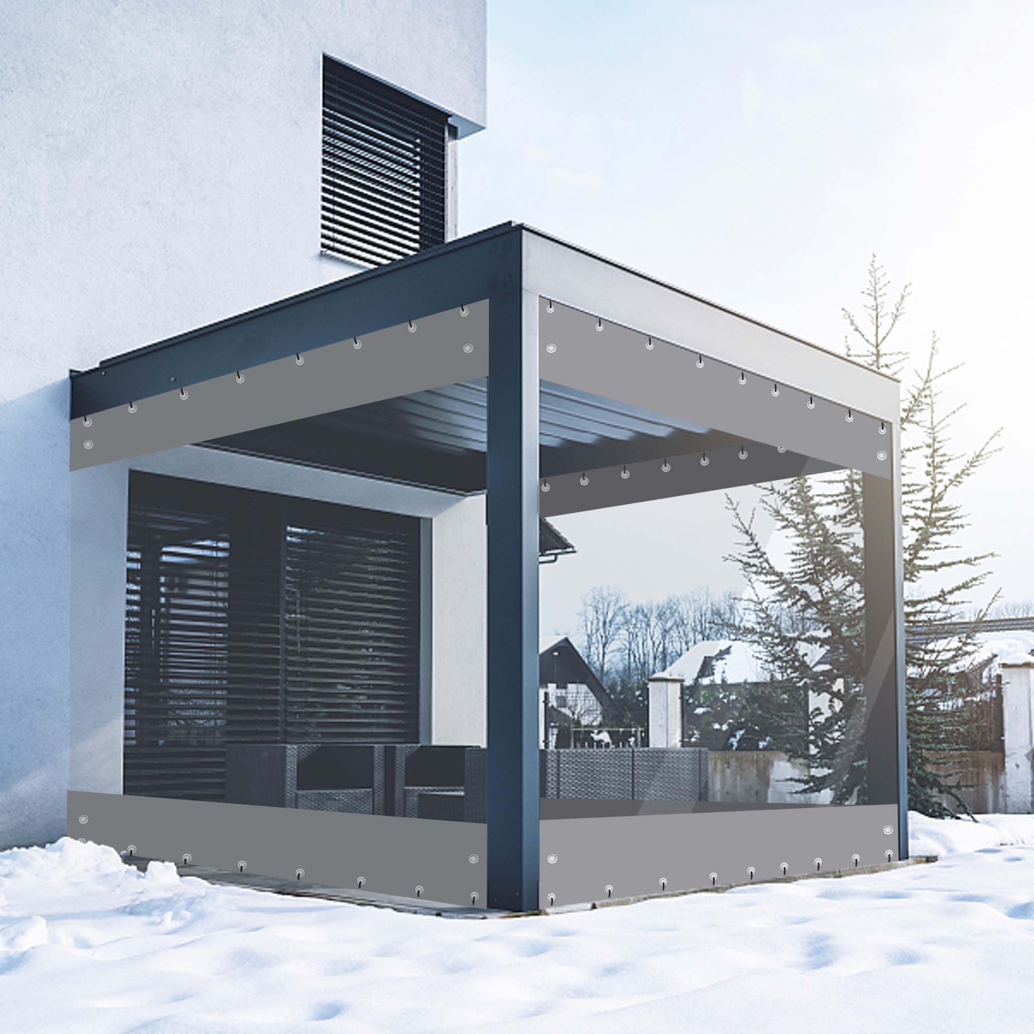 SNOWCITY Clear Vinyl Outdoor Curtains for Patio Cover and Garage Door Insulation, 1 Panel