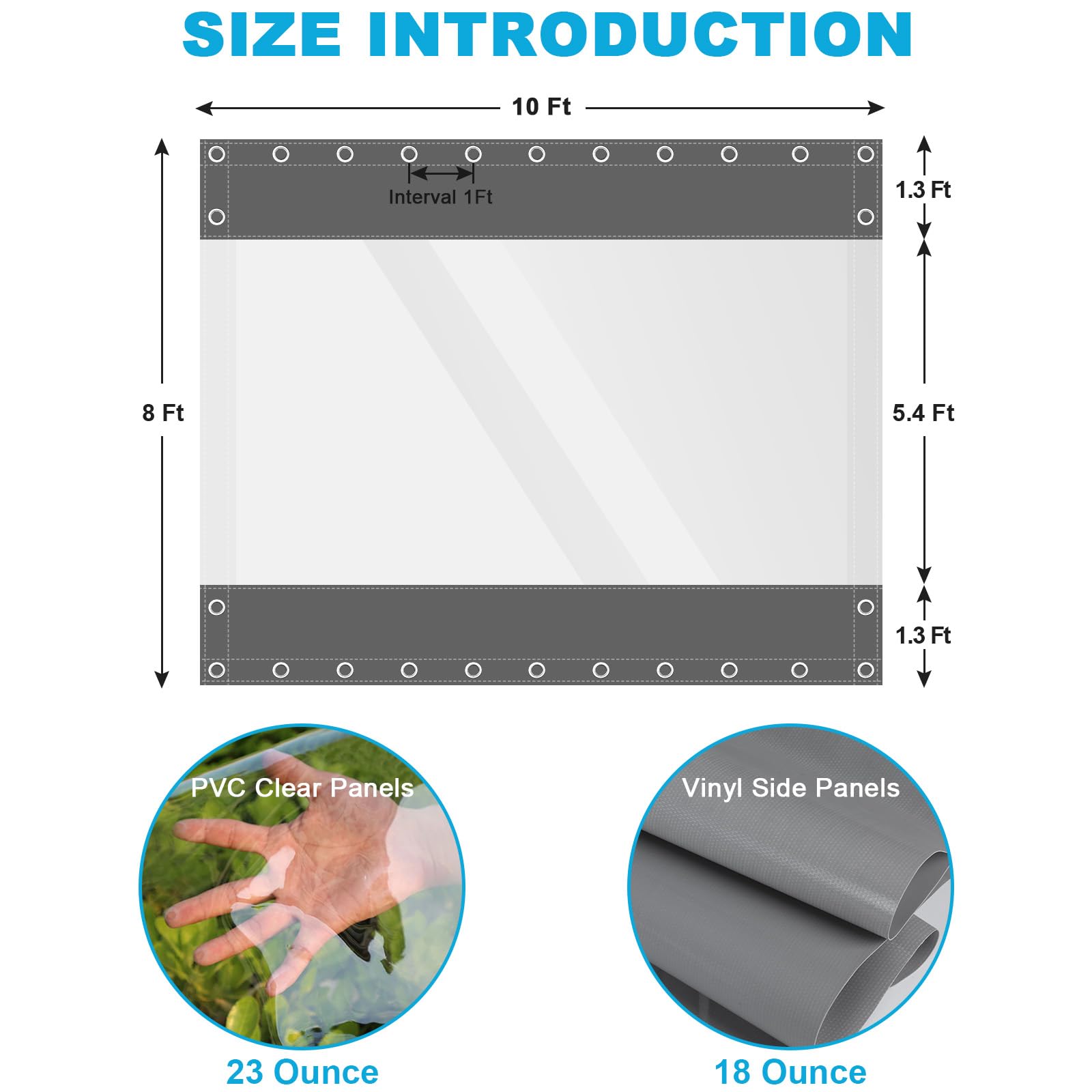 SNOWCITY Clear Vinyl Outdoor Curtains for Patio Cover and Garage Door Insulation, 1 Panel