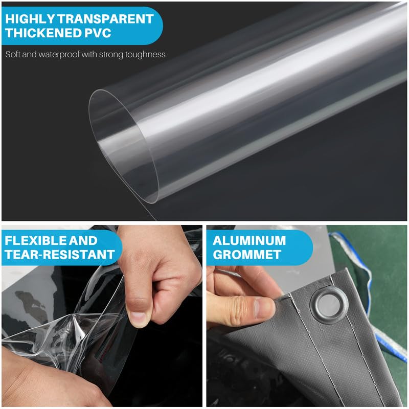 SNOWCITY Clear Vinyl Outdoor Curtains for Patio Cover and Garage Door Insulation, 1 Panel