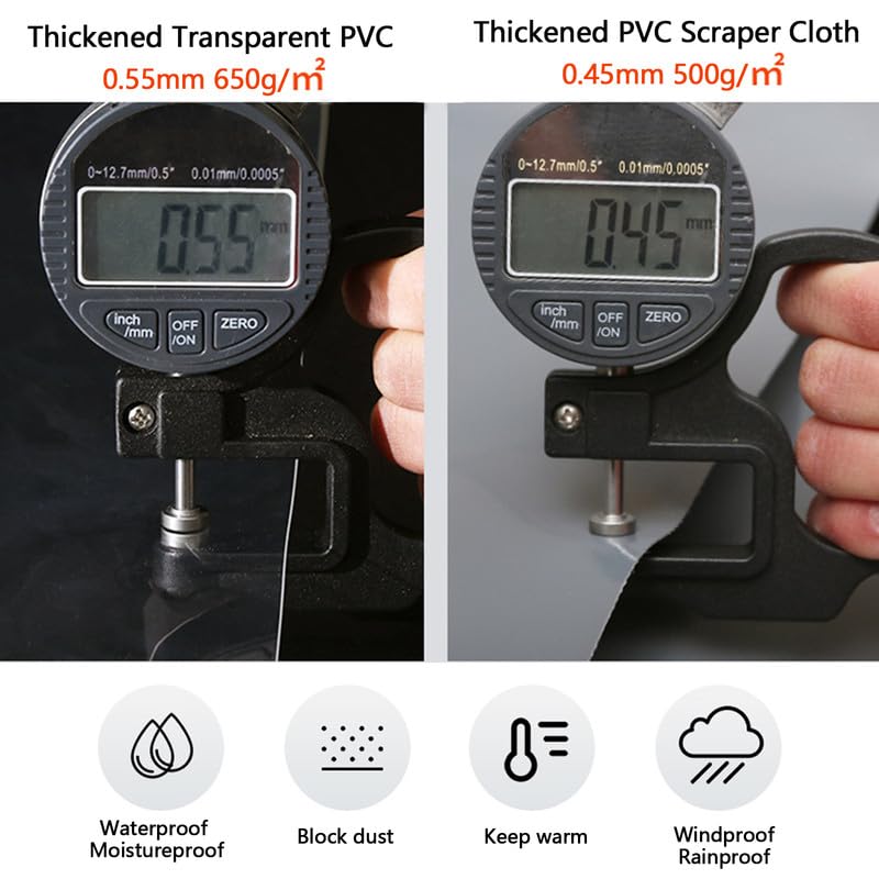 SNOWCITY Clear Vinyl Outdoor Curtains with Zippered Entry for Patio Cover and Garage Door Insulation, 1 Panel