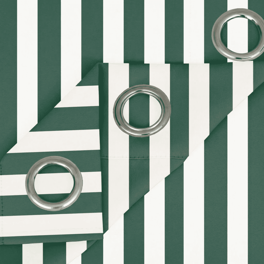 SNOWCITY Forest Green Striped Outdoor Curtains Waterproof 1 Panel
