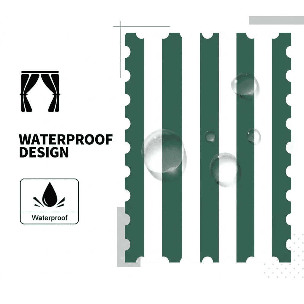 SNOWCITY Forest Green Striped Outdoor Curtains Waterproof 1 Panel