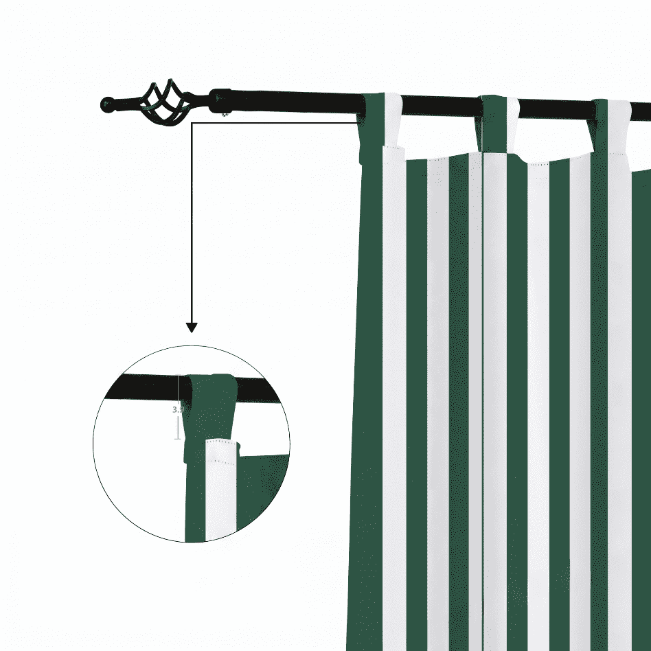 SNOWCITY Forest Green Striped Outdoor Curtains Waterproof 1 Panel