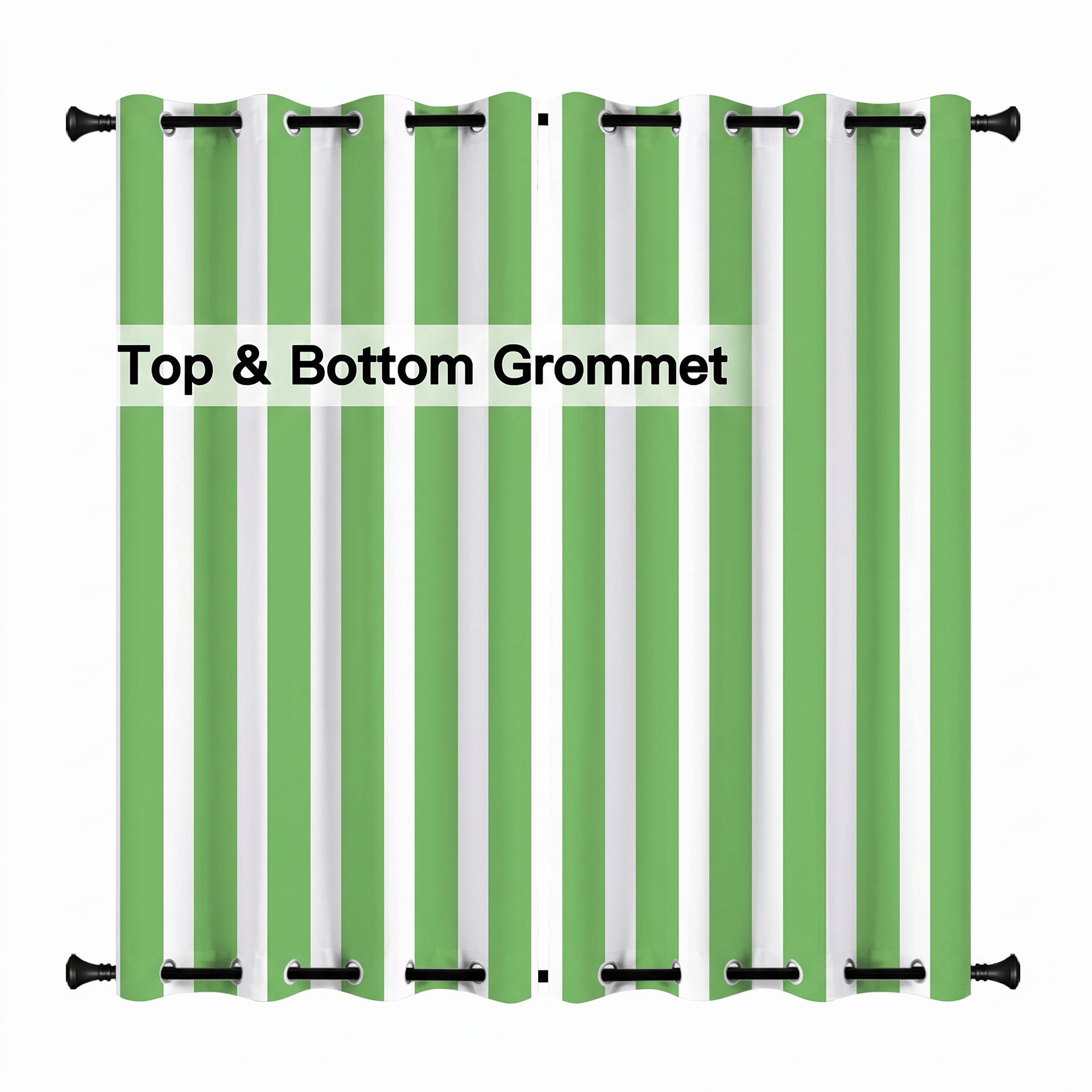 Striped Outdoor Curtains Waterproof 1 Panel LawnGreen