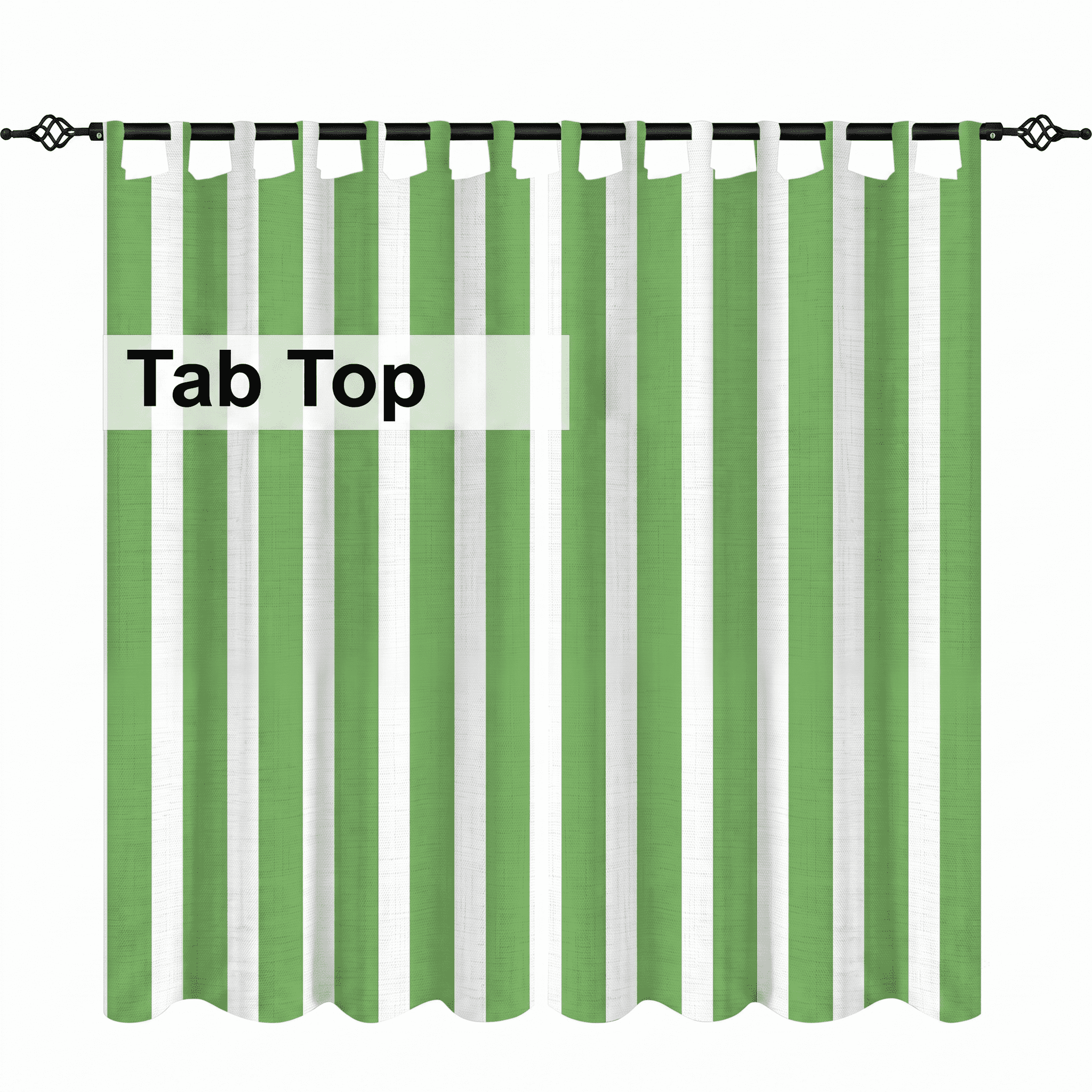 Striped Outdoor Curtains Waterproof 1 Panel LawnGreen
