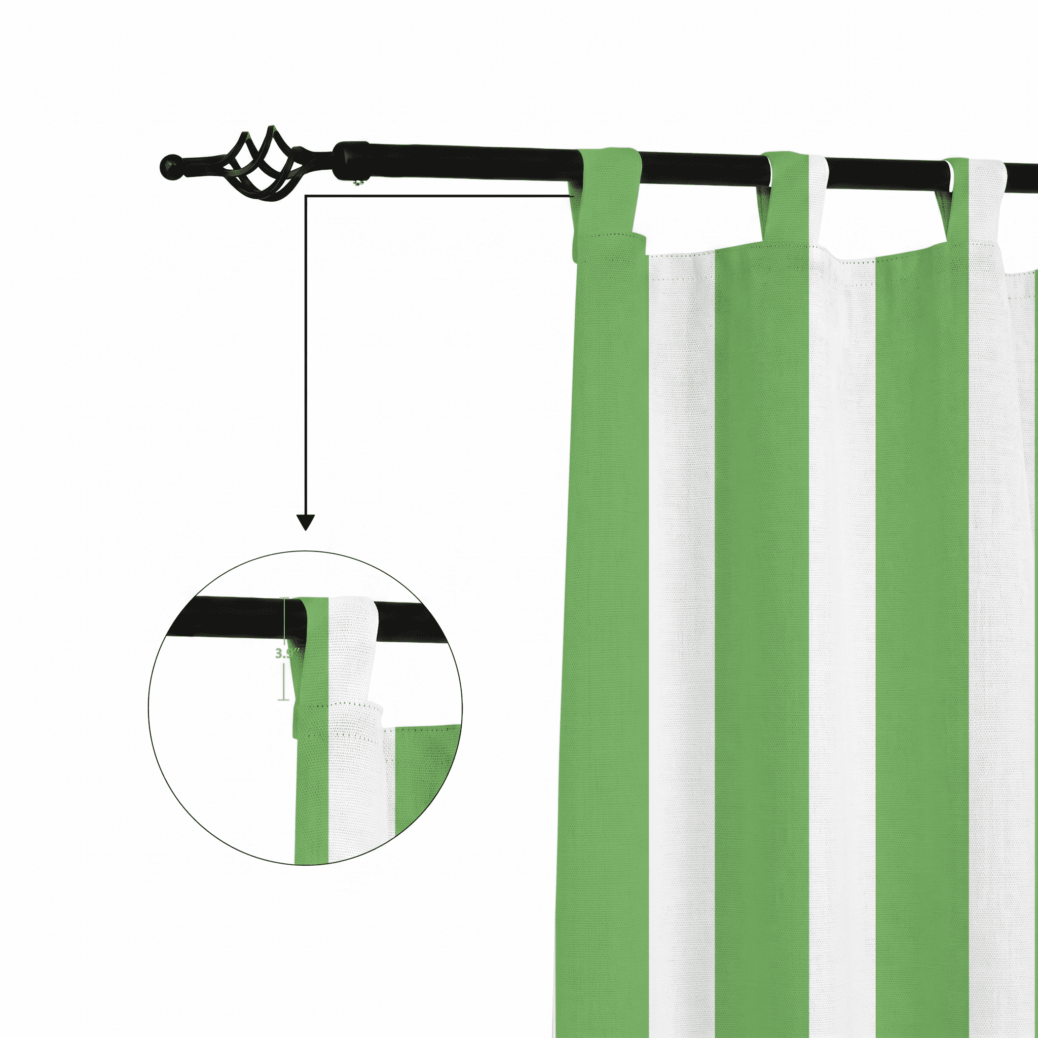 Striped Outdoor Curtains Waterproof 1 Panel LawnGreen