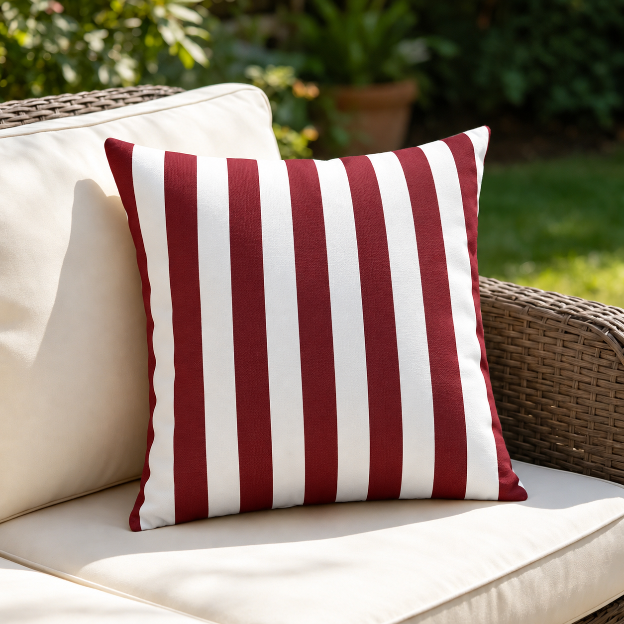 SNOWCITY Striped Outdoor Waterproof Throw Pillow with Insert - Tobacco brown