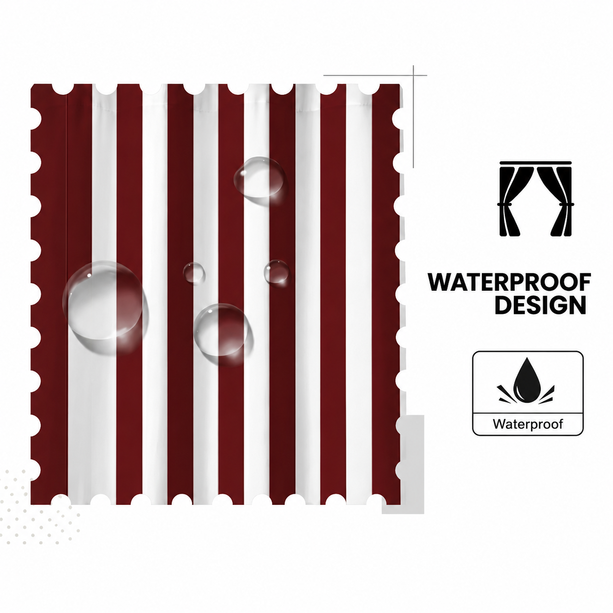 SNOWCITY Striped Outdoor Waterproof Throw Pillow with Insert - Ruby wine