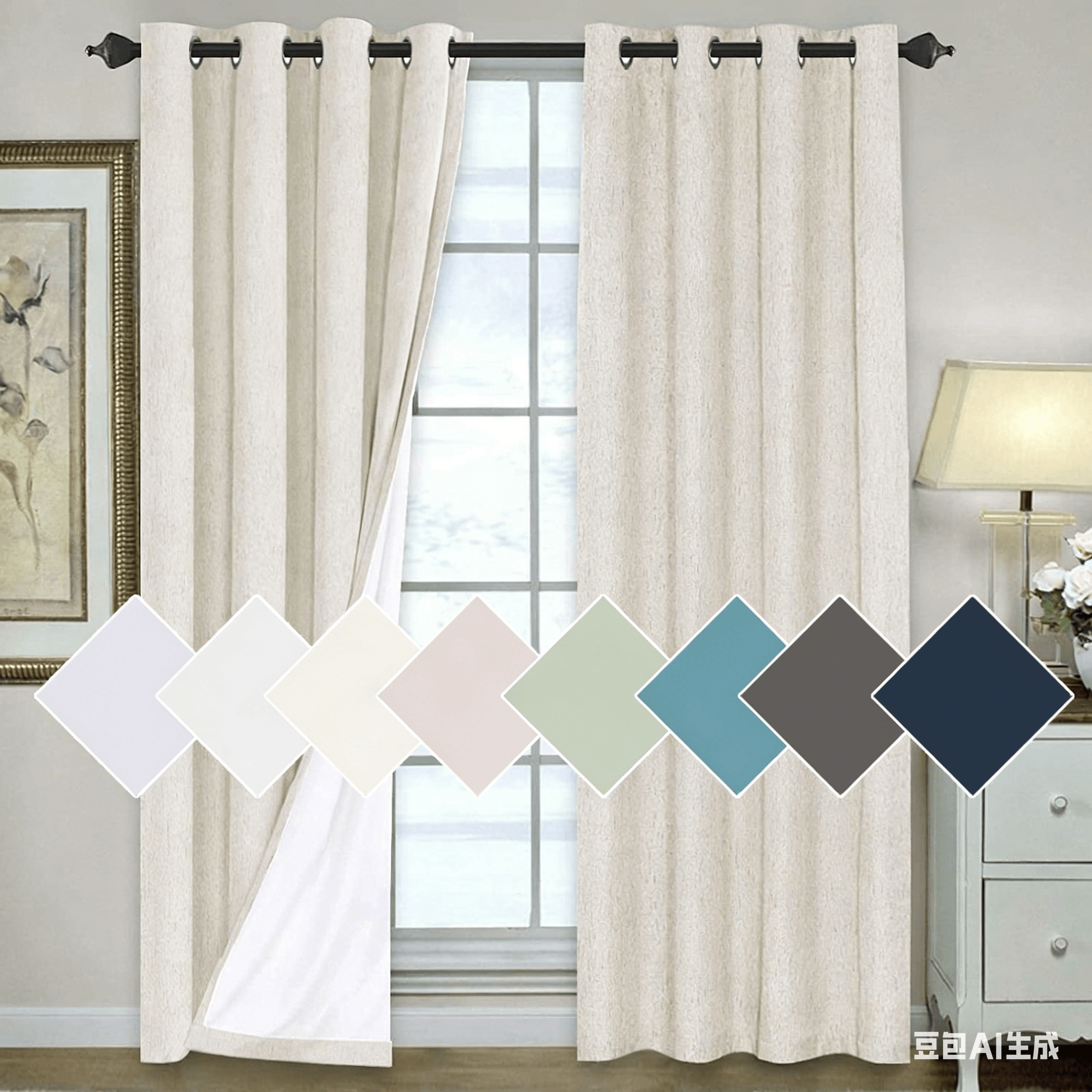 SNOWCITY Linen Blackout Outdoor Curtains Grommet Top