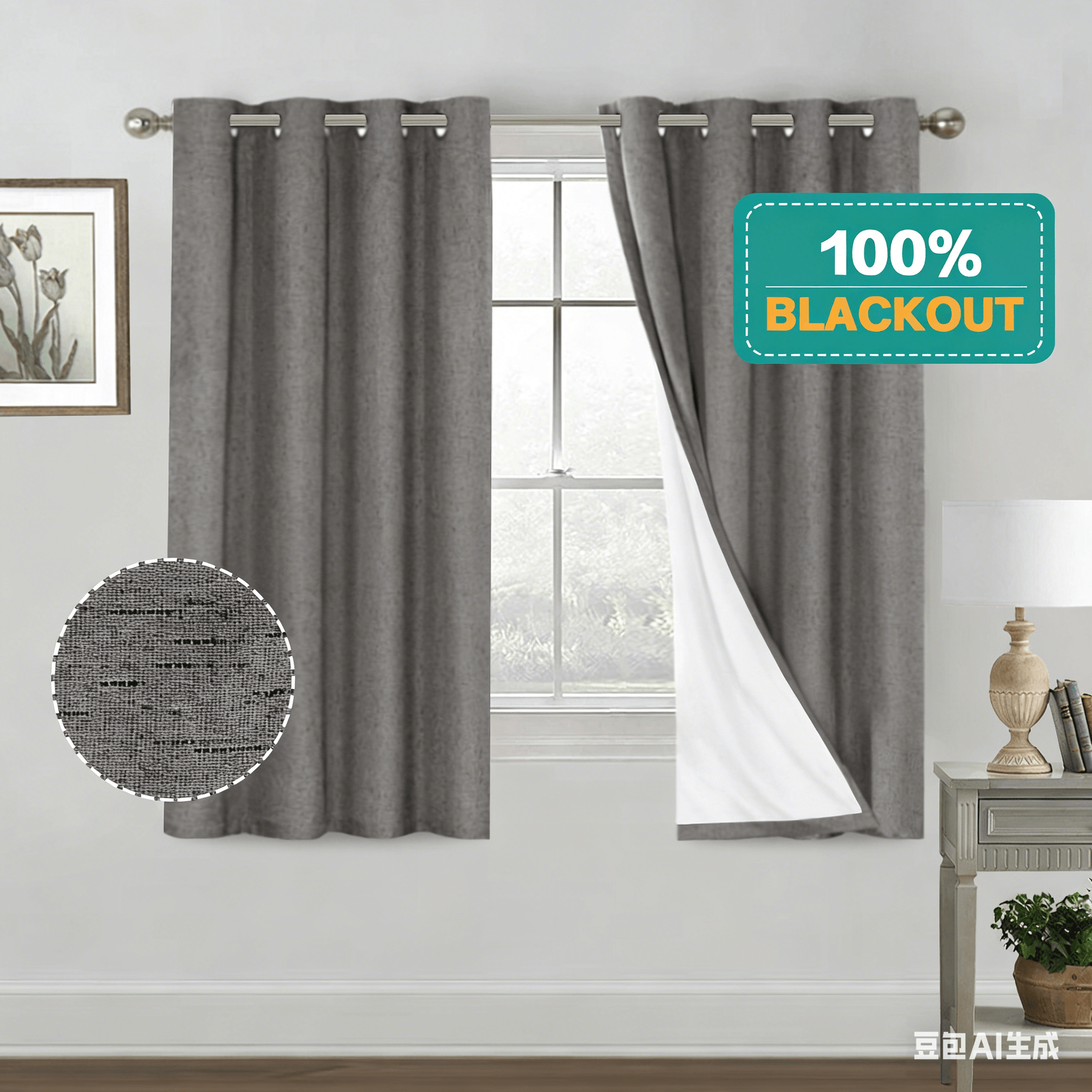 SNOWCITY Linen Blackout Outdoor Curtains Grommet Top