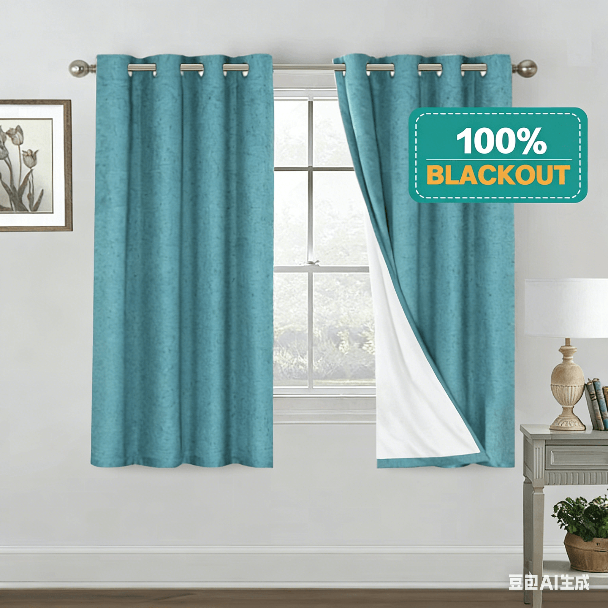 SNOWCITY Linen Blackout Outdoor Curtains Grommet Top