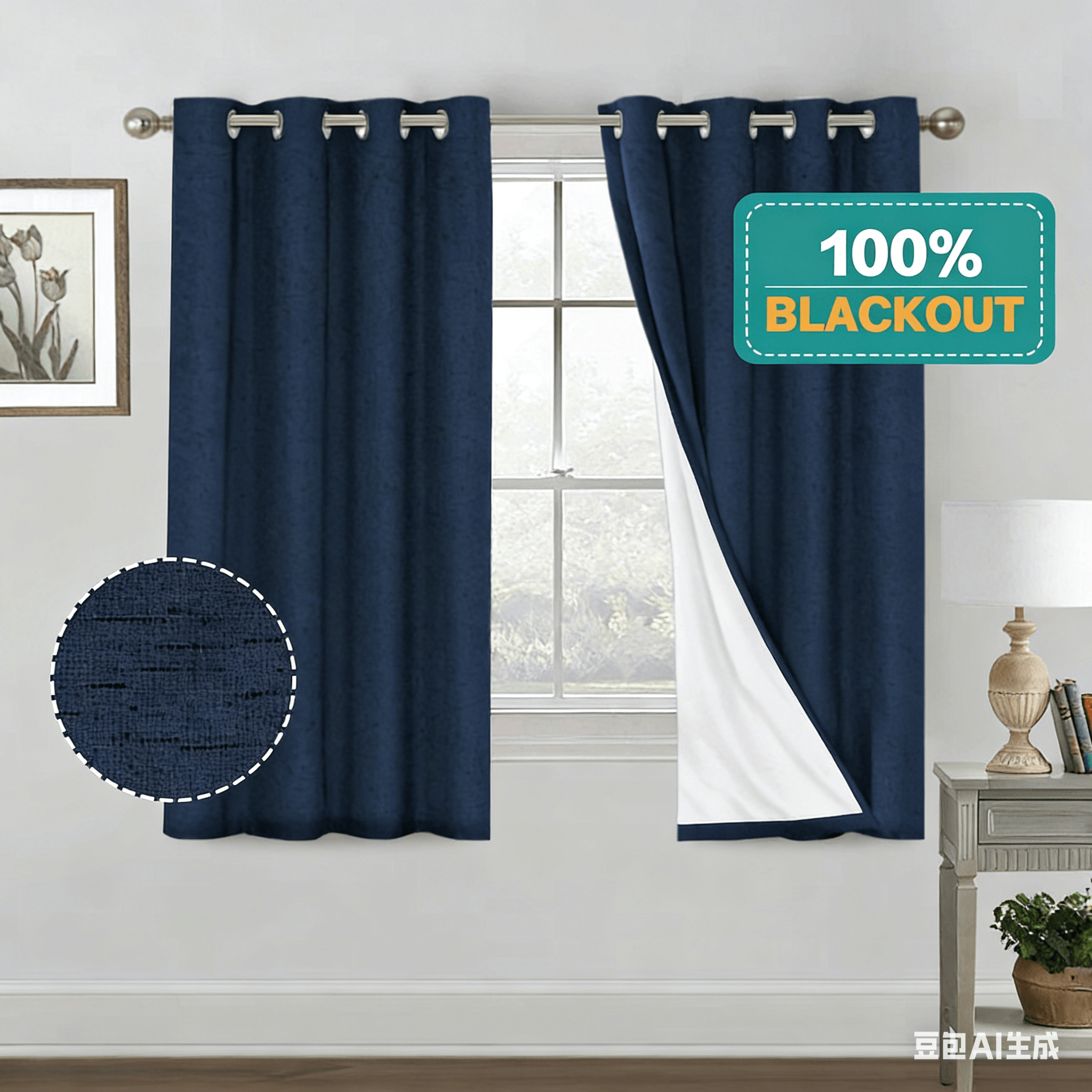 SNOWCITY Linen Blackout Outdoor Curtains Grommet Top