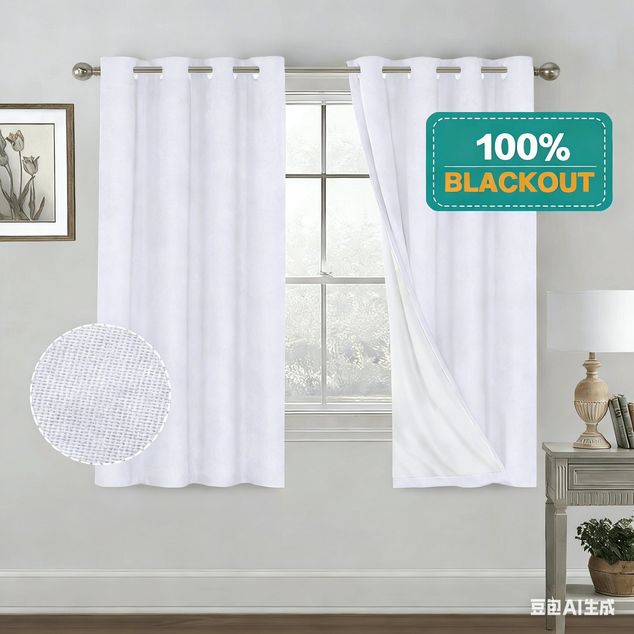 SNOWCITY Linen Blackout Outdoor Curtains Grommet Top