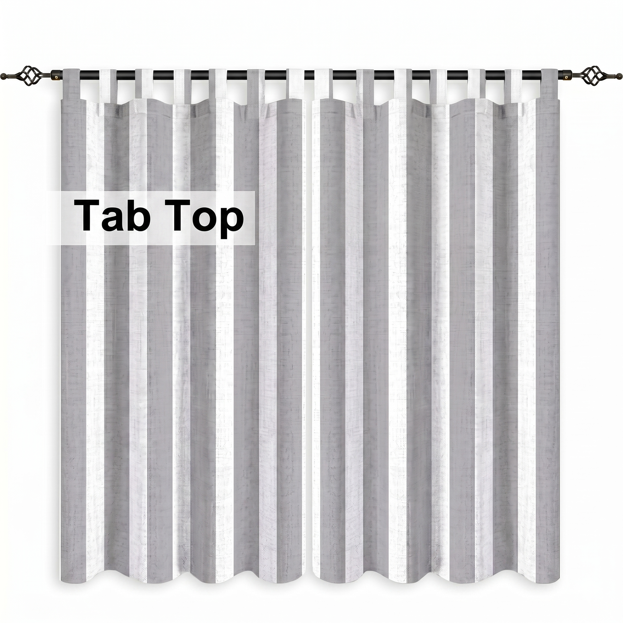 Light Grey Stripe Curtains/Drapes 1 Panel | Waterproof Curtains Grommet Top & Bottom | Custom Outdoor Curtains