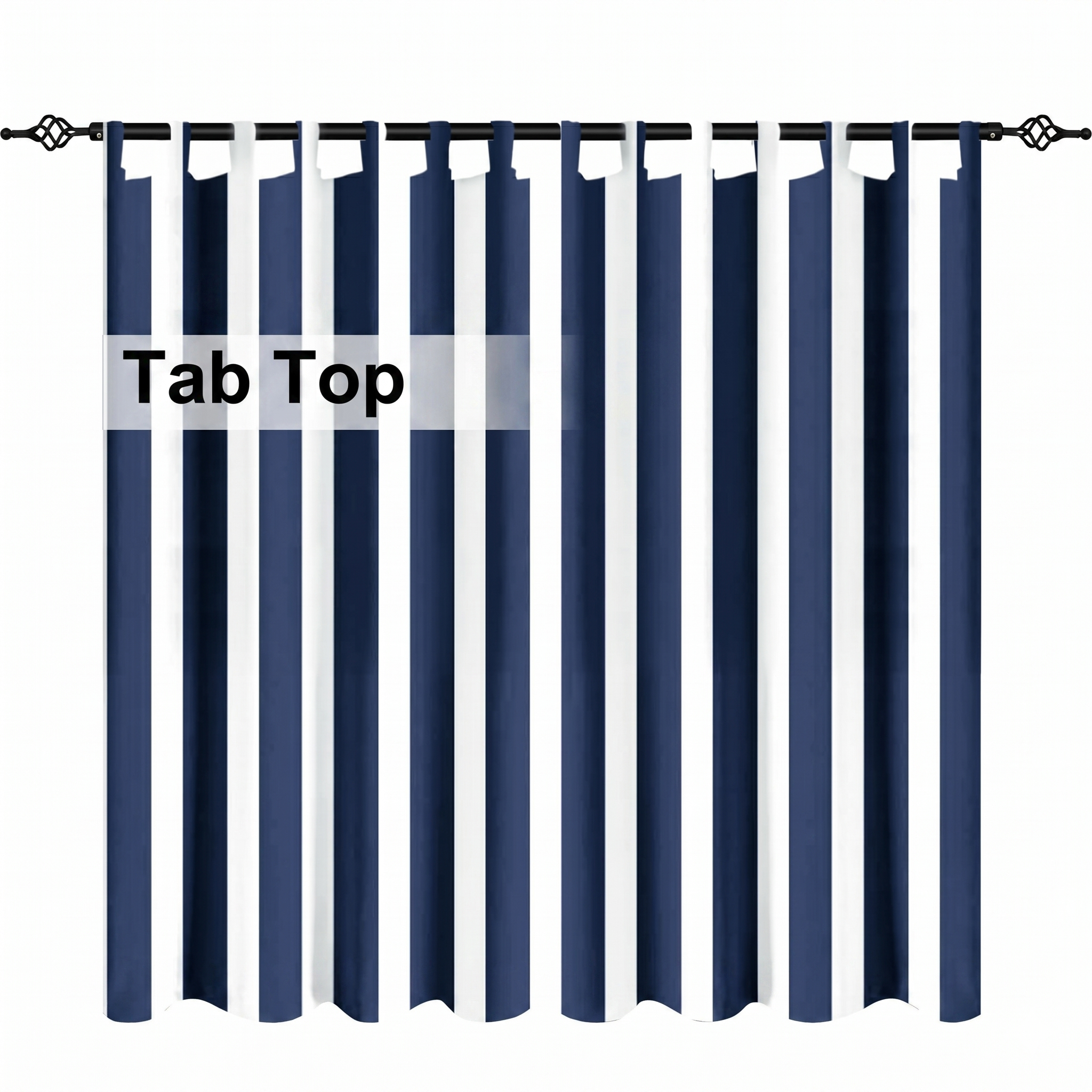 Navy Blue Stripe Curtains/Drapes 1 Panel | Waterproof Curtains Grommet Top & Bottom | Custom Outdoor Curtains