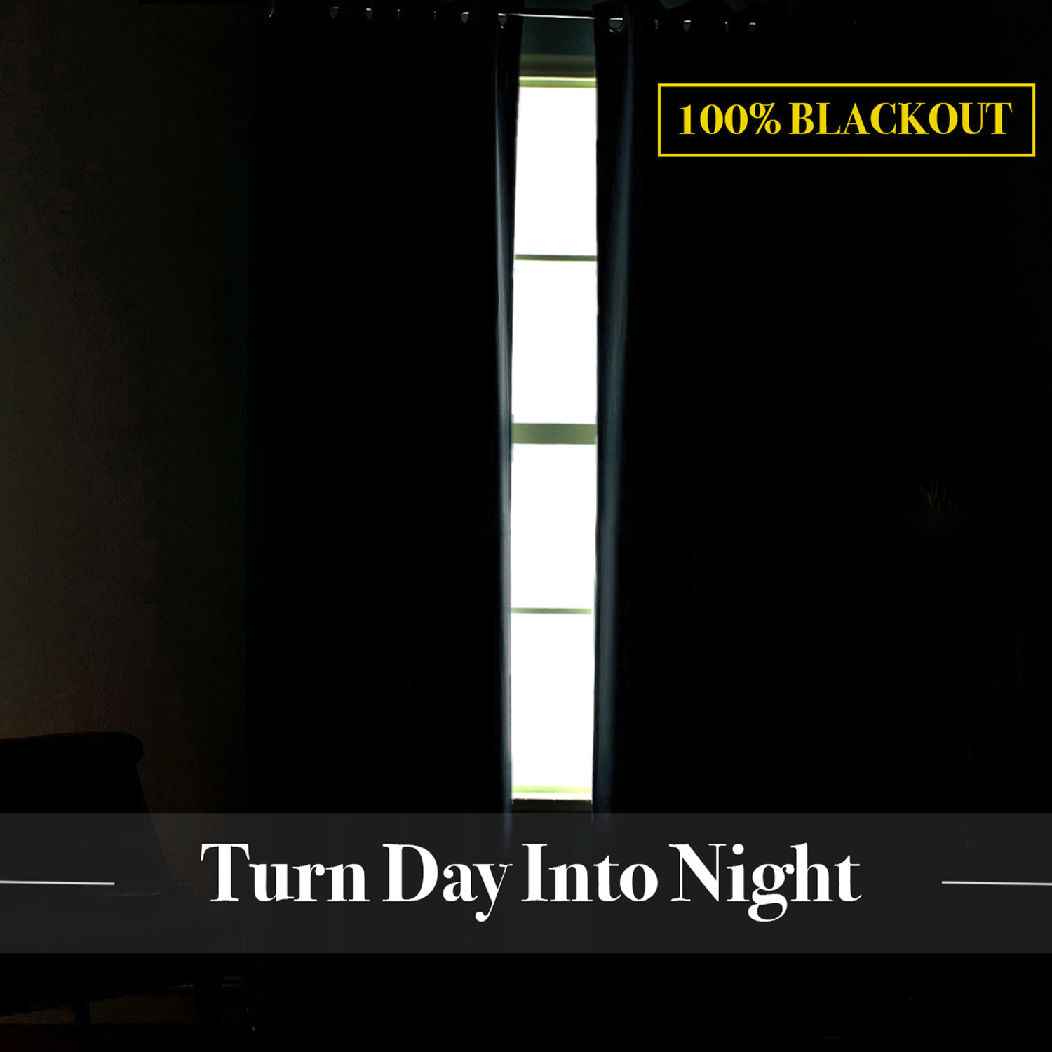 SNOWCITY Insulated 100% Blackout Curtains with Black Liner - Grommet Top