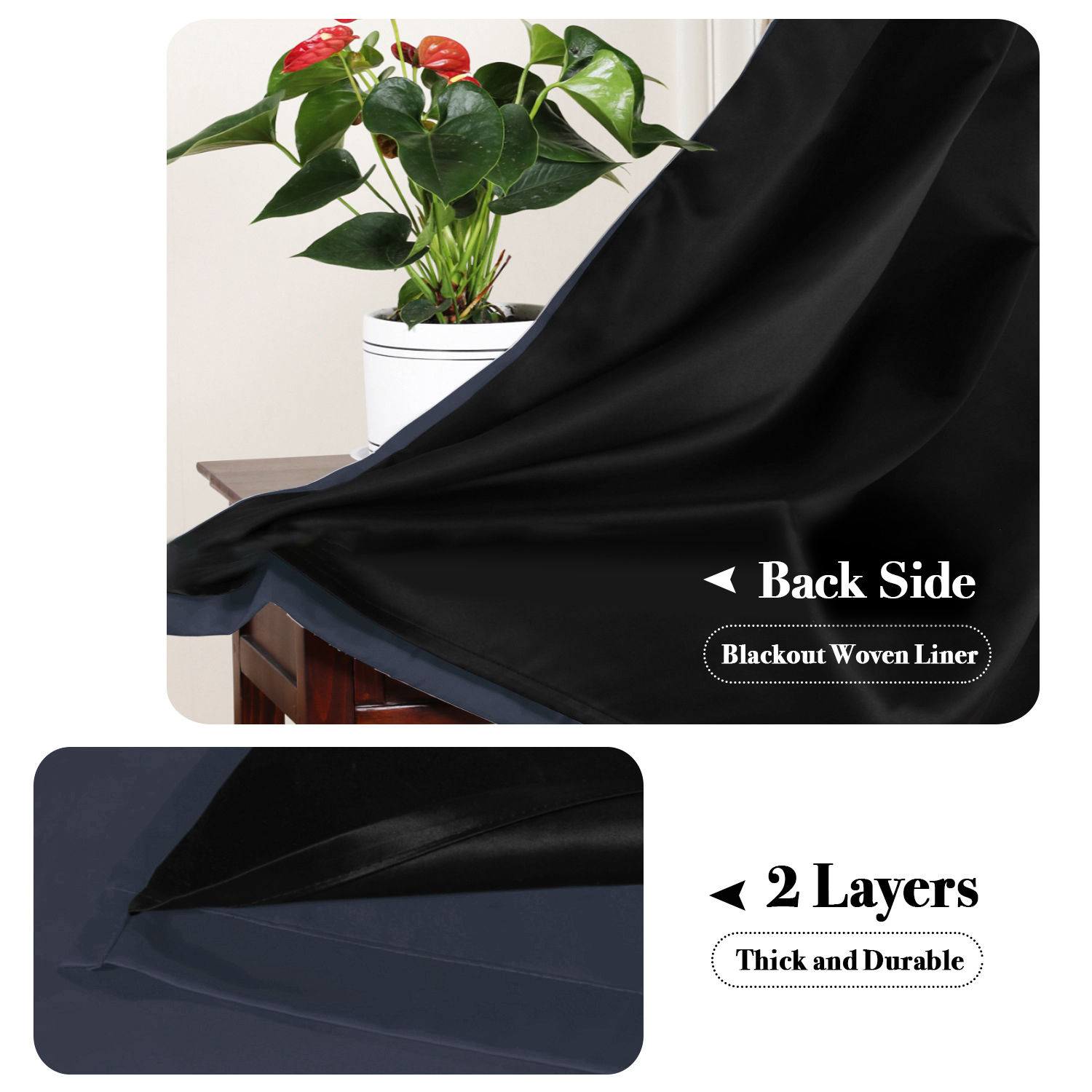 SNOWCITY Insulated 100% Blackout Curtains with Black Liner - Grommet Top