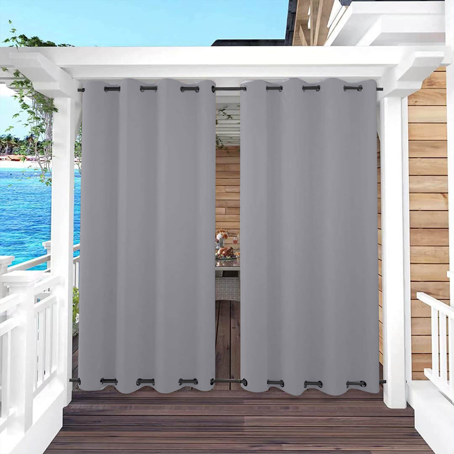 Snowcity Outdoor Curtains Waterproof 1 Panel - Silver Gray