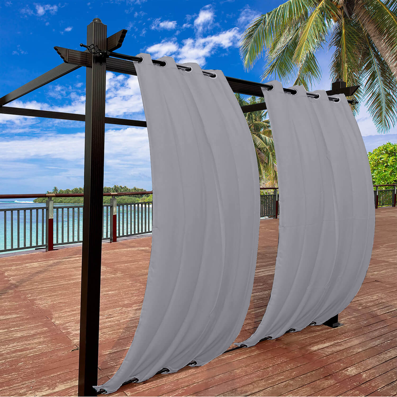 Snowcity Outdoor Curtains Waterproof 1 Panel - Silver Gray