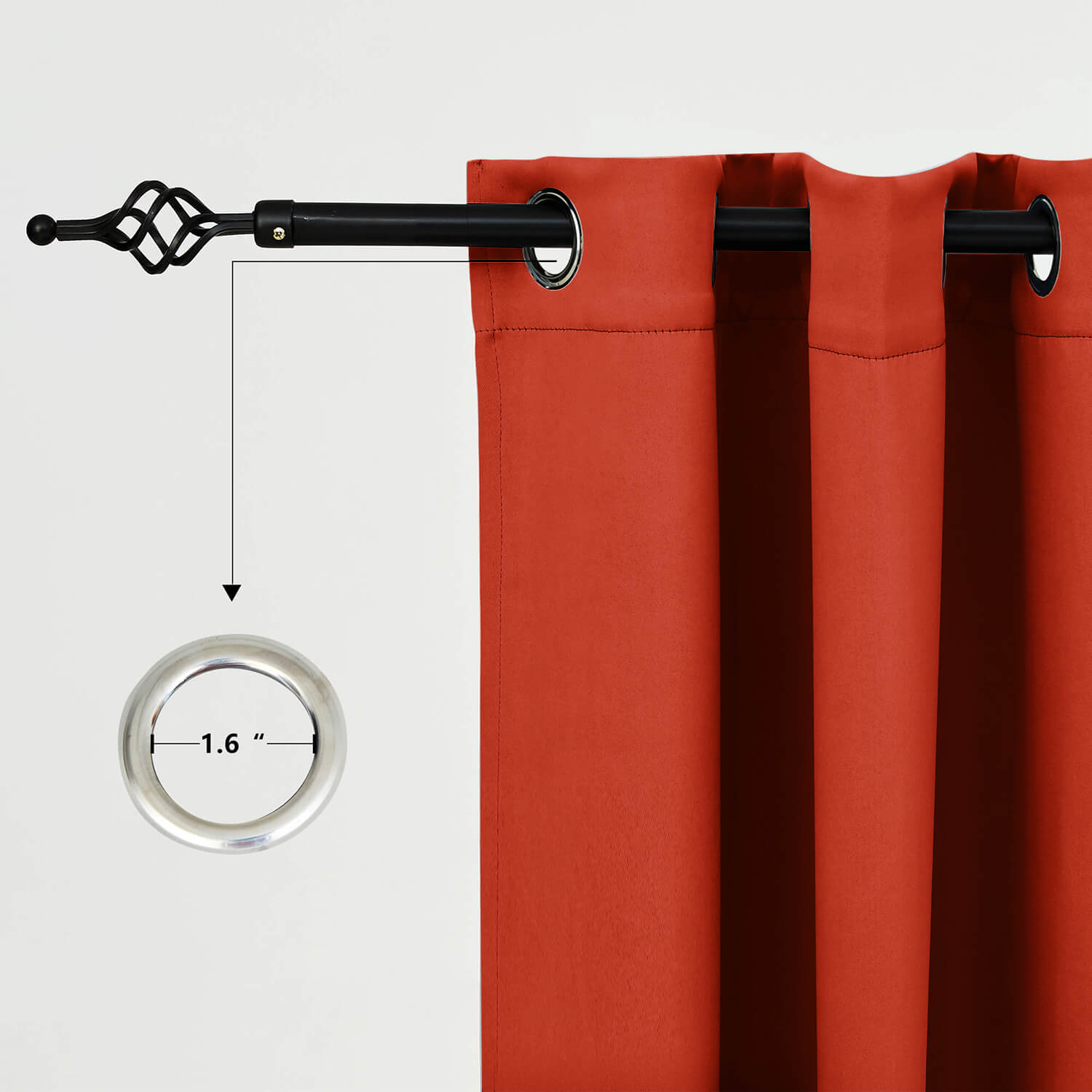 Outdoor Curtains Waterproof Grommet Top 1 Panel - Orange