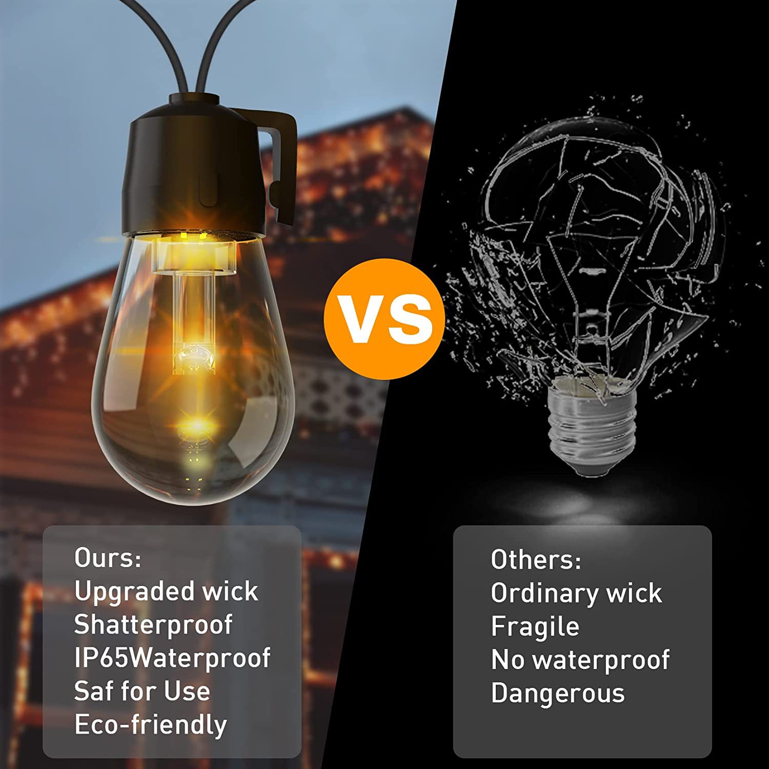 Snowcity LED String Lights Outdoor/Indoor Waterproof 2700K