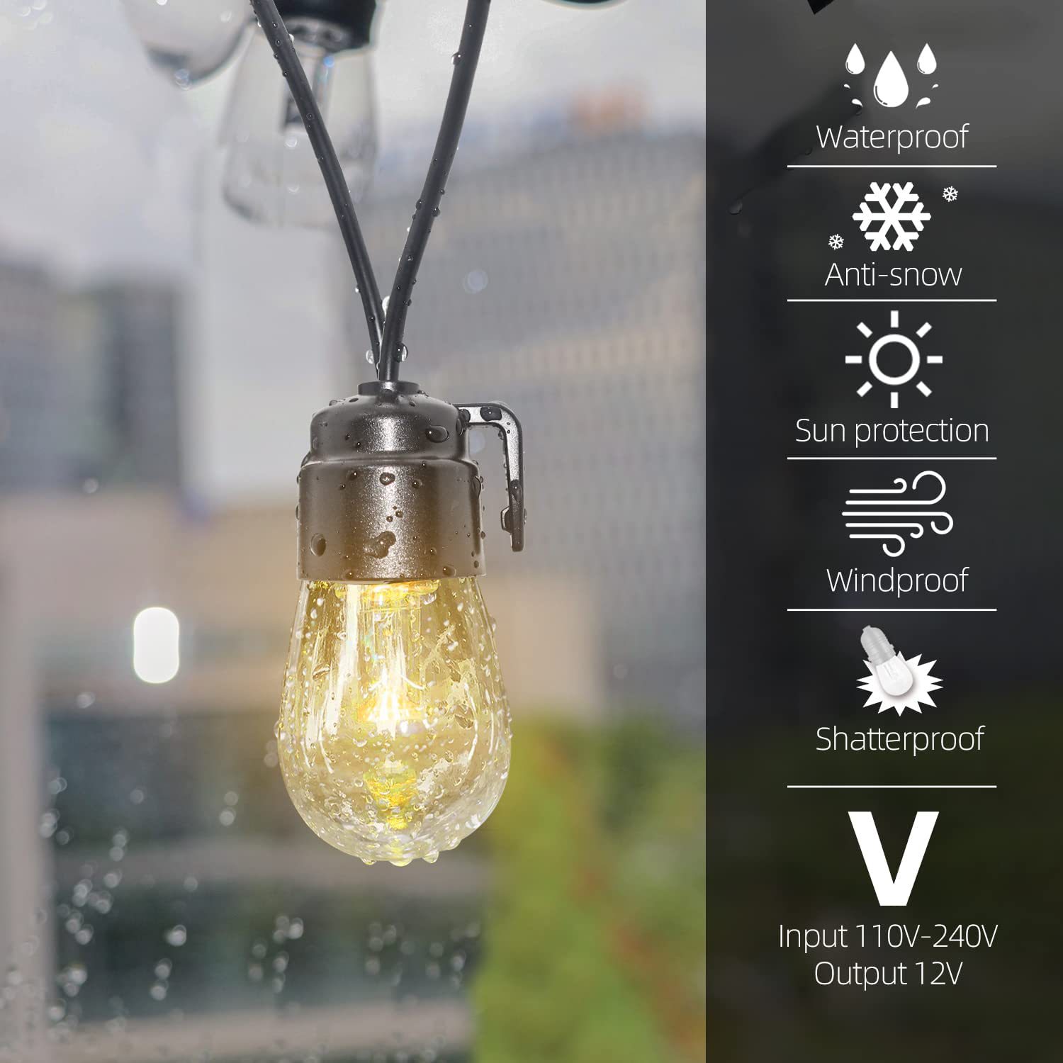 Snowcity LED String Lights Outdoor/Indoor Waterproof 2700K