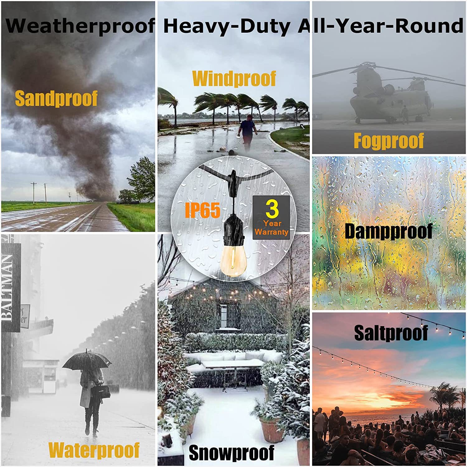 Snowcity LED String Lights Outdoor/Indoor Waterproof 2700K